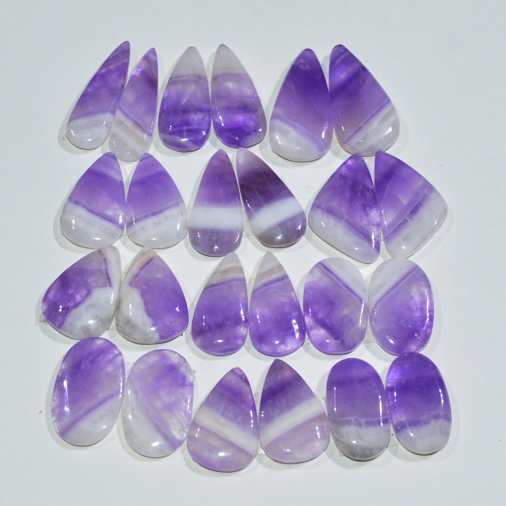 Image of 12 Pair 204 Cts Natural Purple Amethyst Cabochon Pair Loose Gemstone Wholesale Lot Jewelry Making 22x10 16x9mm #19512