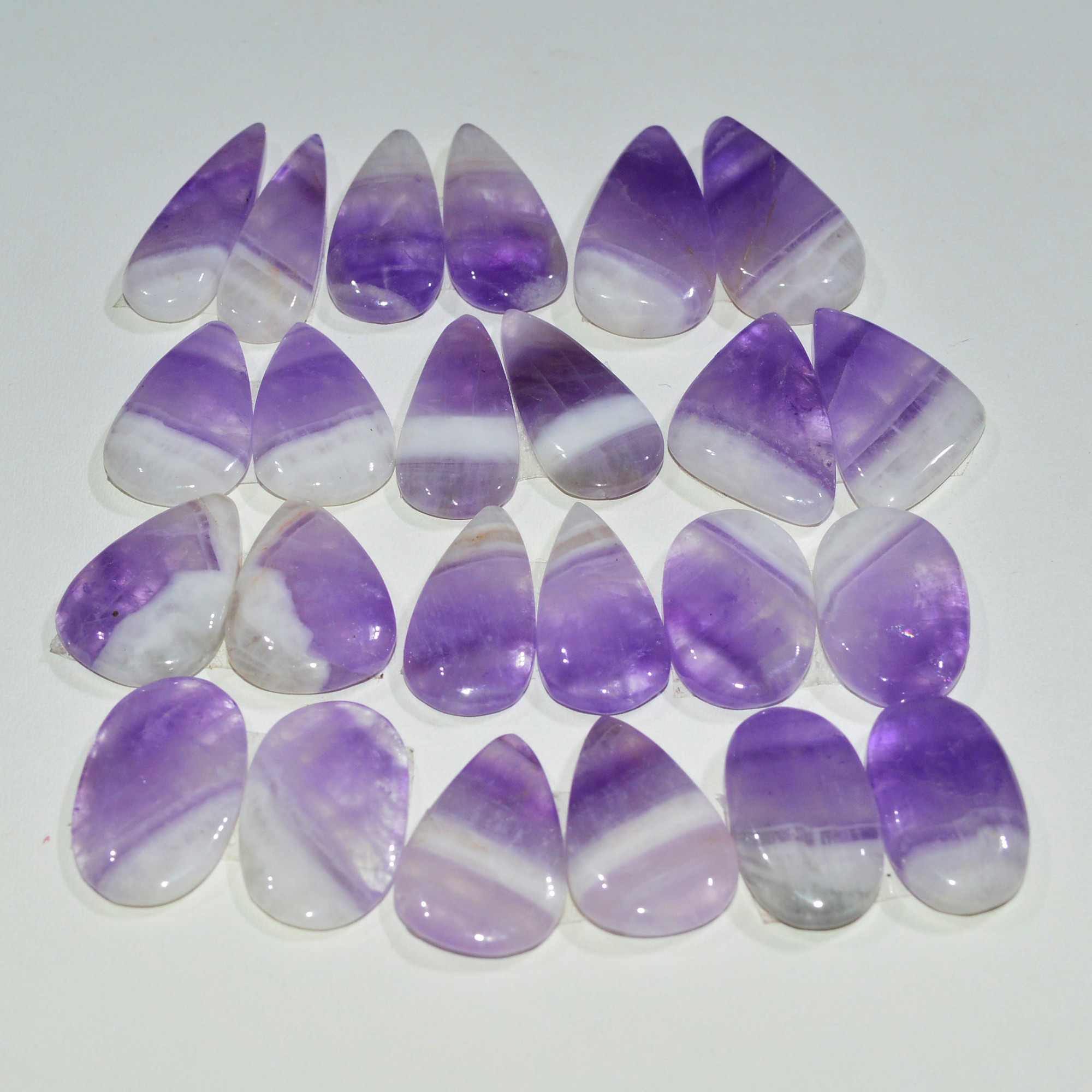 12 Pair 204 Cts Natural Purple Amethyst Cabochon Pair Loose Gemstone Wholesale Lot Jewelry Making 22x10 16x9mm 19512