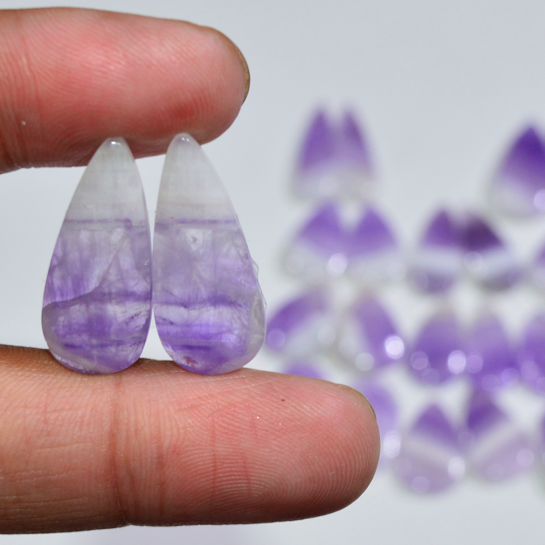 12 Pair 204 Cts Natural Purple Amethyst Cabochon Pair Loose Gemstone Wholesale Lot Jewelry Making 22x10 16x9mm 19512