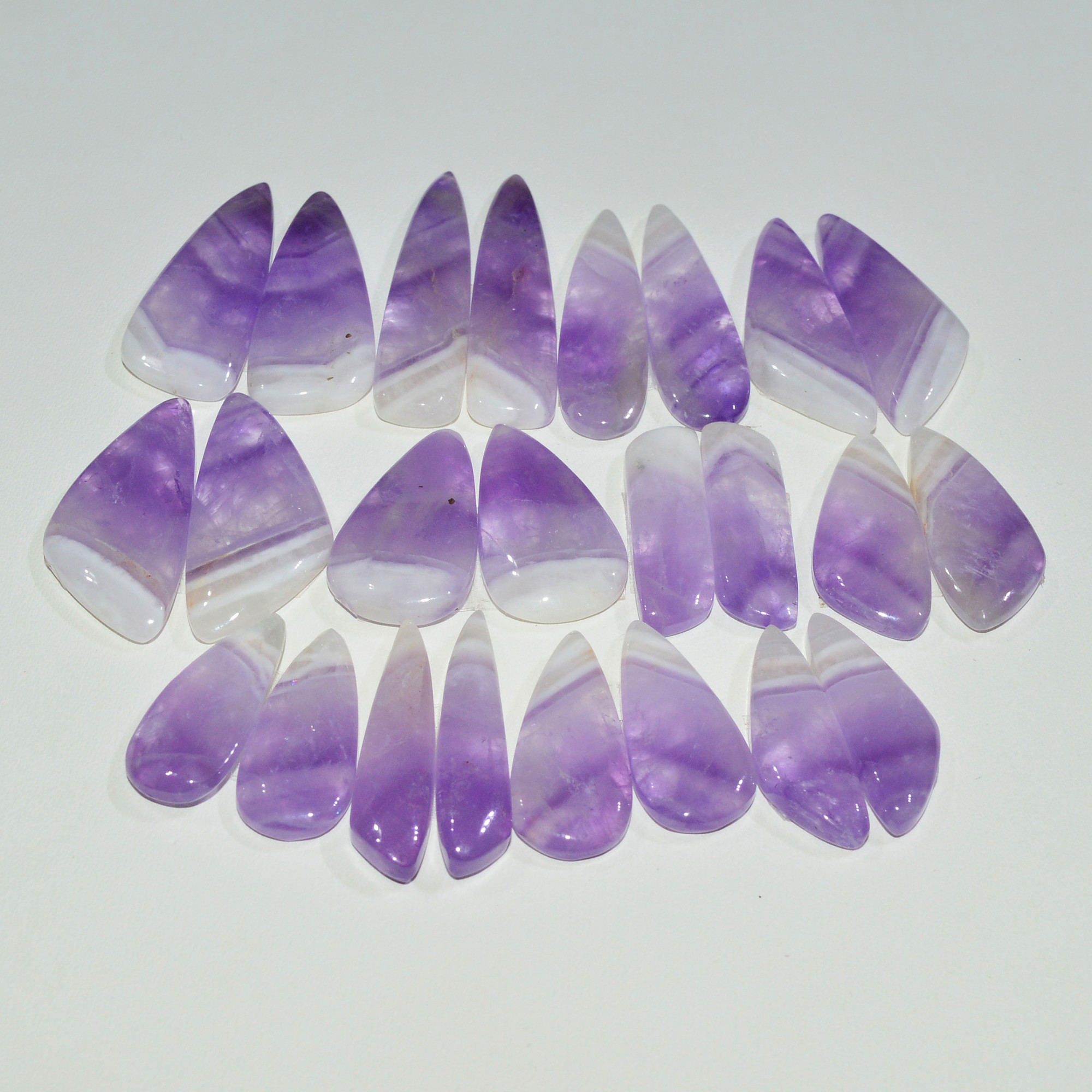 12 Pair 206 Cts Natural Purple Amethyst Cabochon Pair Loose Gemstone Wholesale Lot Jewelry Making 27x5 20x5mm 19513