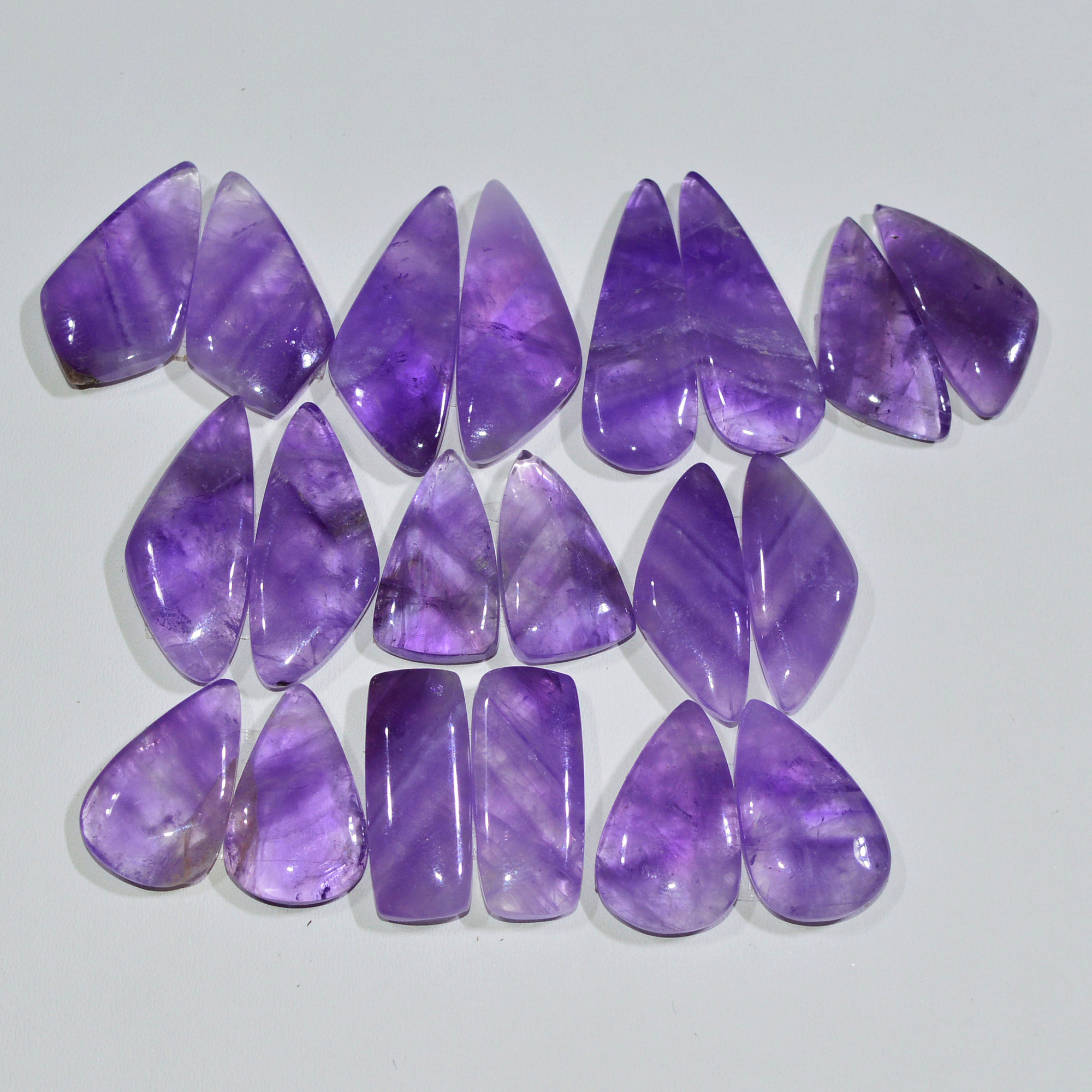 10 Pair 175 Cts Natural Purple Amethyst Cabochon Pair Loose Gemstone Wholesale Lot Jewelry Making 25x8 16x8mm 19514