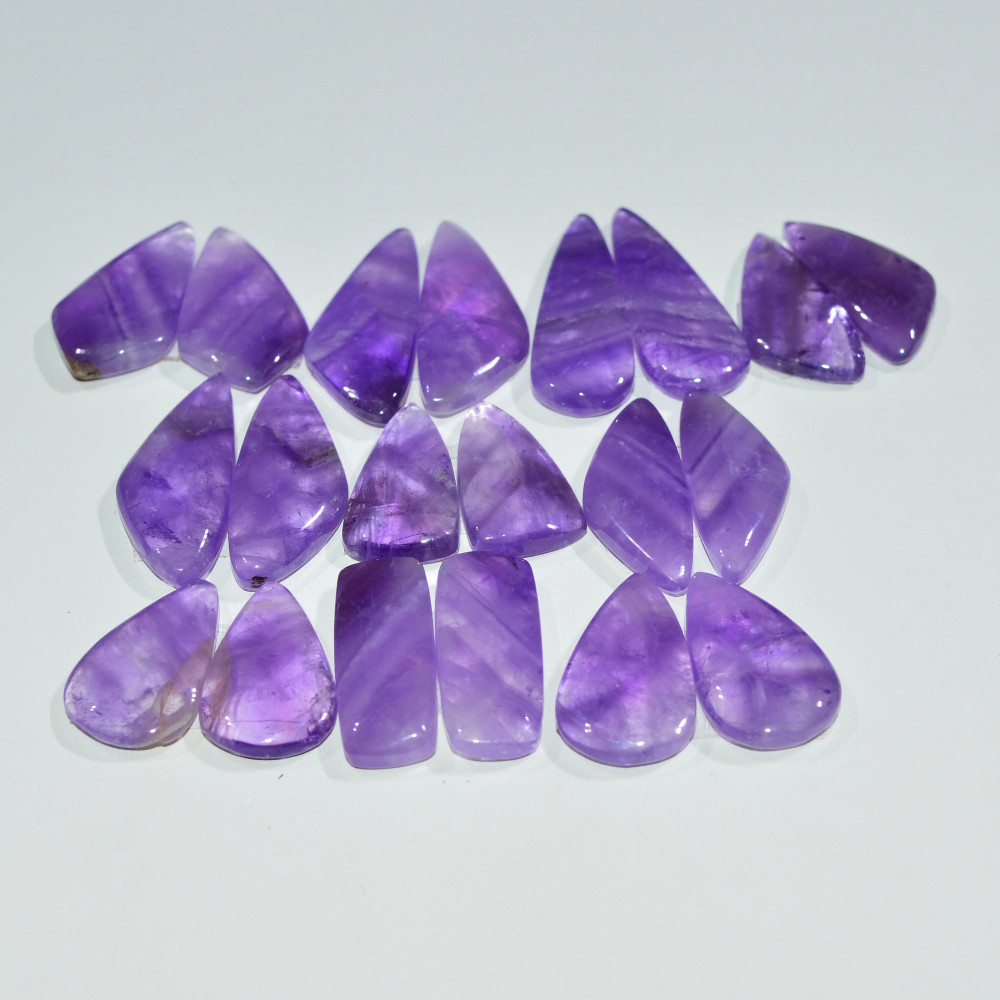 Image of 10 Pair 175 Cts Natural Purple Amethyst Cabochon Pair Loose Gemstone Wholesale Lot Jewelry Making 25x8 16x8mm #19514