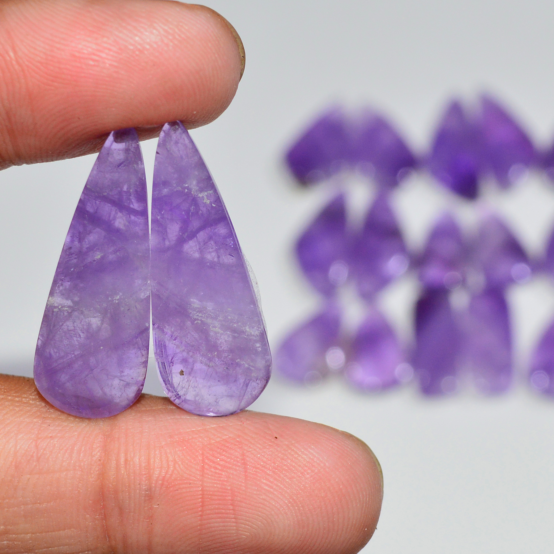 10 Pair 175 Cts Natural Purple Amethyst Cabochon Pair Loose Gemstone Wholesale Lot Jewelry Making 25x8 16x8mm 19514