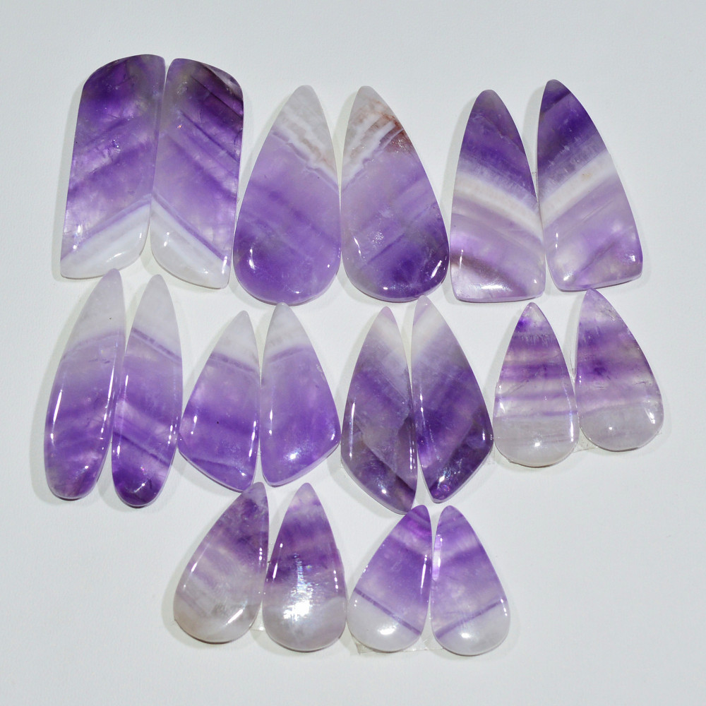 Image of 9 Pair 192 Cts Natural Purple Amethyst Cabochon Pair Loose Gemstone Wholesale Lot Jewelry Making 30x10 17x7mm #19515