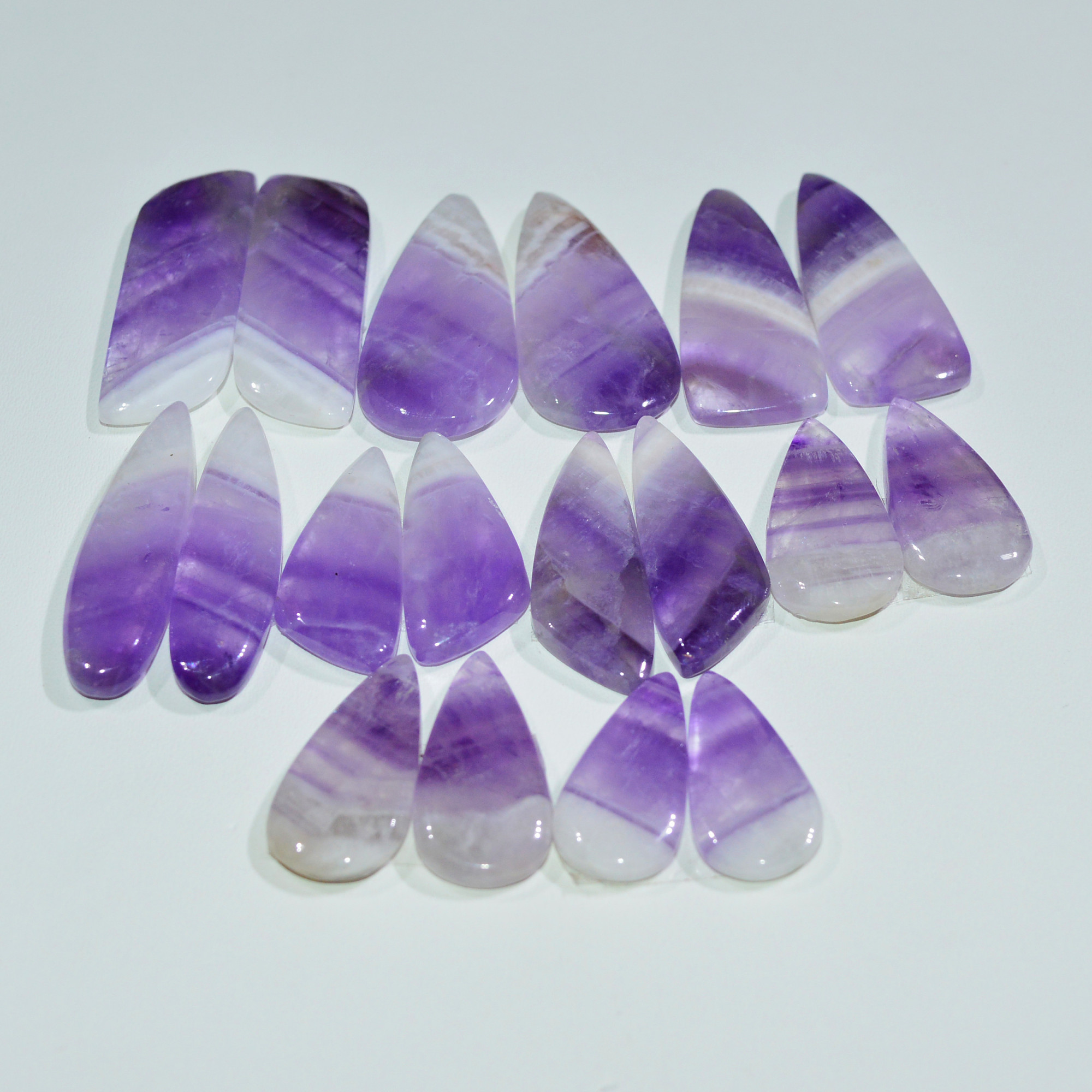 9 Pair 192 Cts Natural Purple Amethyst Cabochon Pair Loose Gemstone Wholesale Lot Jewelry Making 30x10 17x7mm 19515