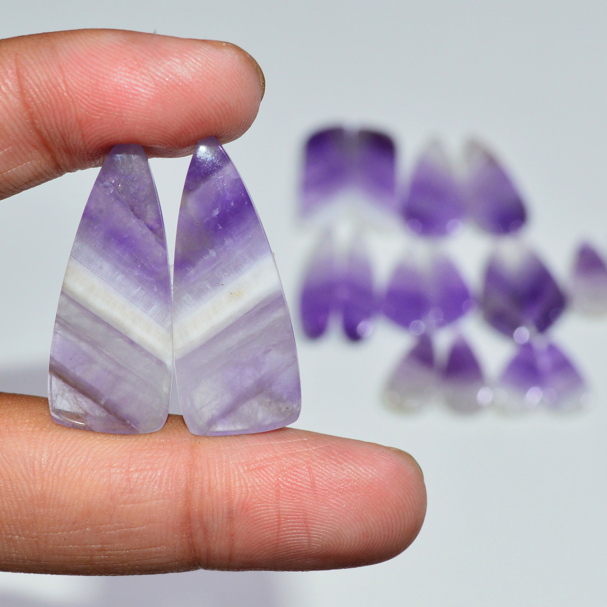 9 Pair 192 Cts Natural Purple Amethyst Cabochon Pair Loose Gemstone Wholesale Lot Jewelry Making 30x10 17x7mm 19515