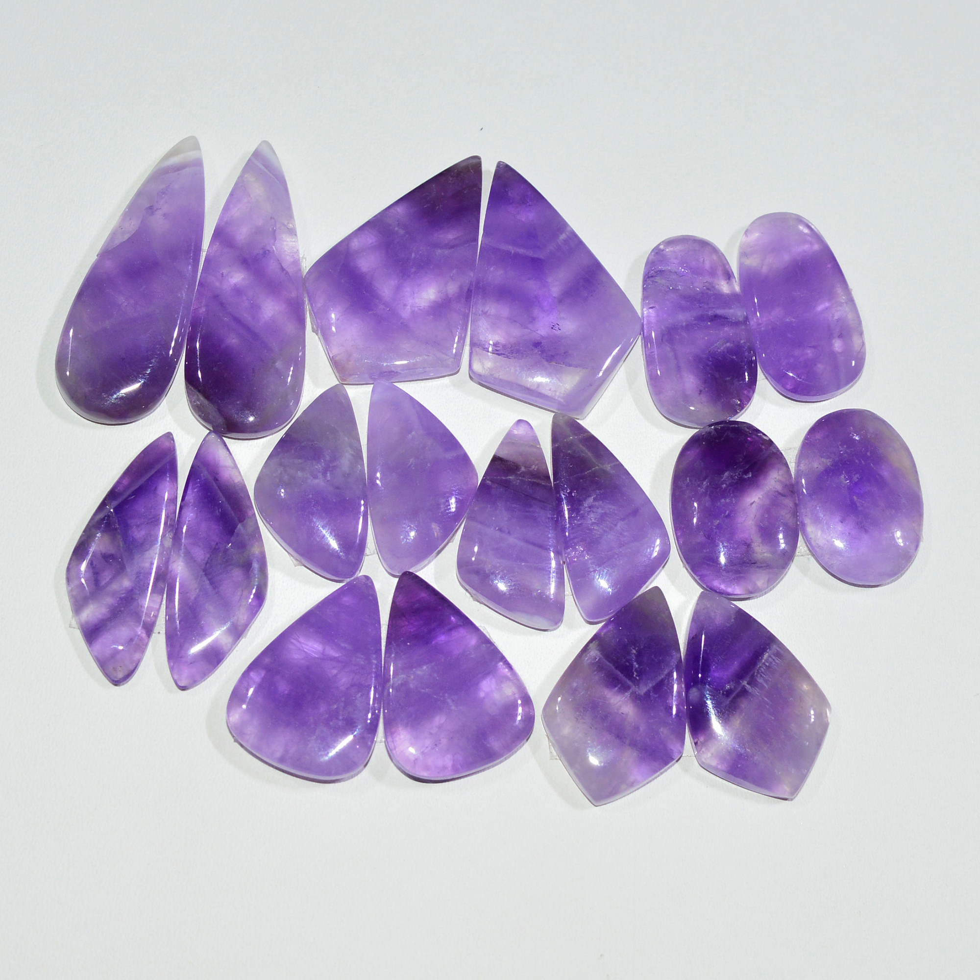 9 Pair 187 Cts Natural Purple Amethyst Cabochon Pair Loose Gemstone Wholesale Lot Jewelry Making 30x10 15x10mm 19516