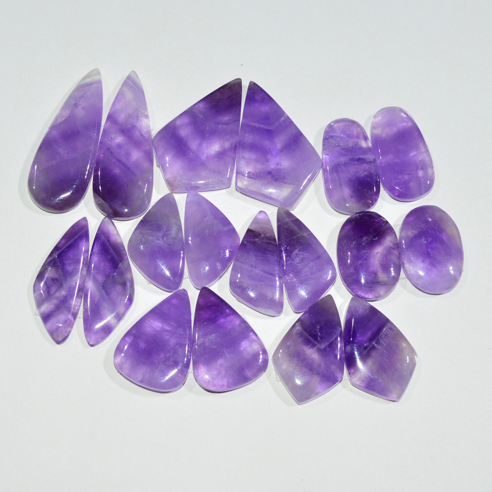 Image of 9 Pair 187 Cts Natural Purple Amethyst Cabochon Pair Loose Gemstone Wholesale Lot Jewelry Making 30x10 15x10mm #19516