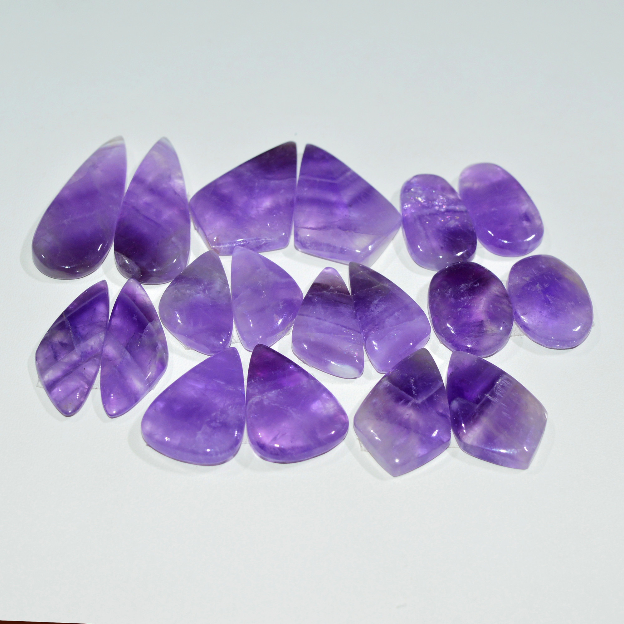 9 Pair 187 Cts Natural Purple Amethyst Cabochon Pair Loose Gemstone Wholesale Lot Jewelry Making 30x10 15x10mm 19516