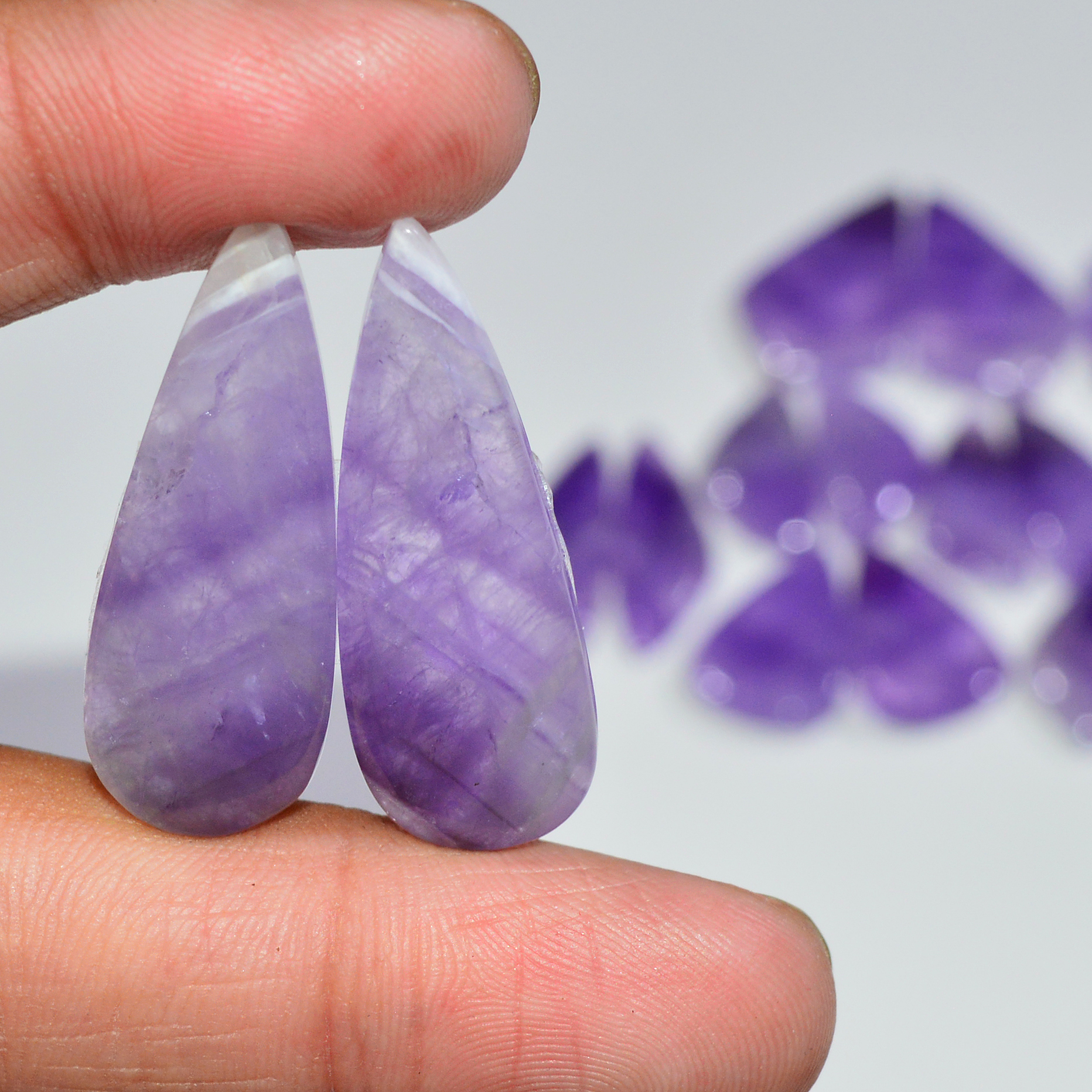 9 Pair 187 Cts Natural Purple Amethyst Cabochon Pair Loose Gemstone Wholesale Lot Jewelry Making 30x10 15x10mm 19516