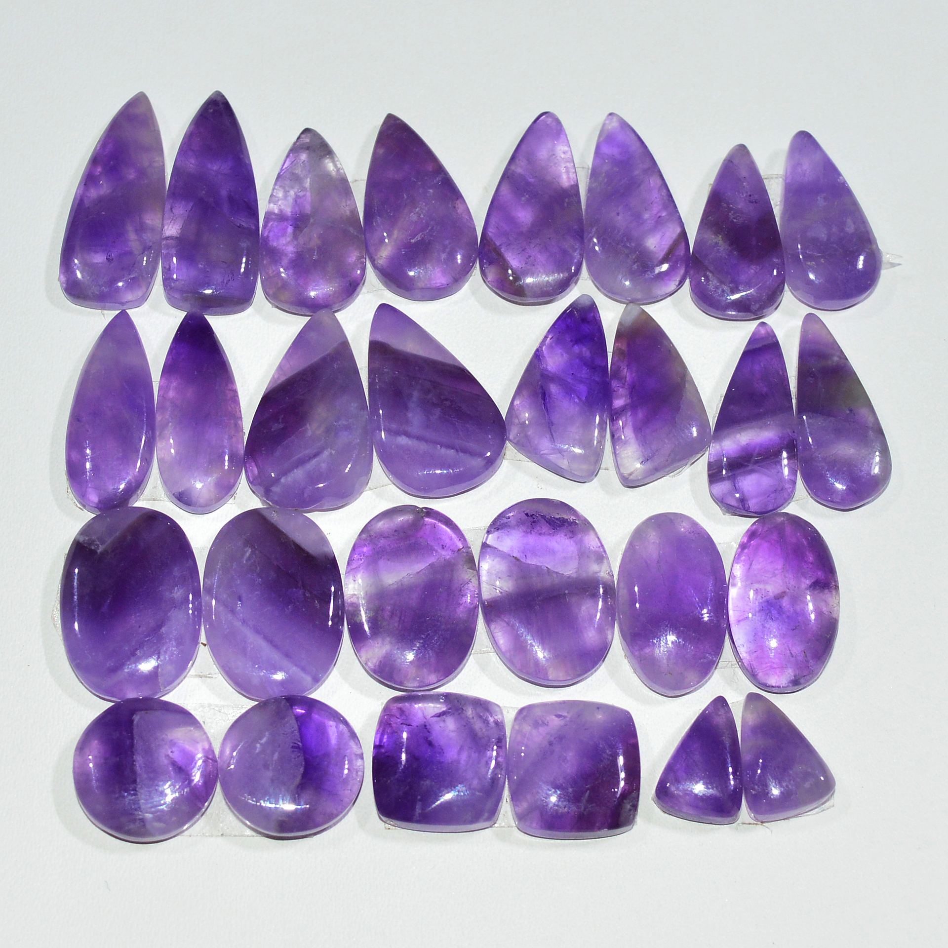 14 Pair 161 Cts Natural Purple Amethyst Cabochon Pair Loose Gemstone Wholesale Lot Jewelry Making 20x5 8x4mm 19518
