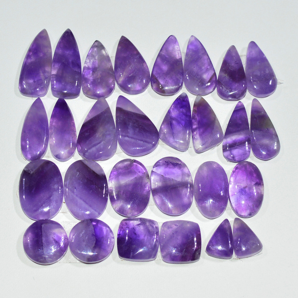 Image of 14 Pair 161 Cts Natural Purple Amethyst Cabochon Pair Loose Gemstone Wholesale Lot Jewelry Making 20x5 8x4mm #19518