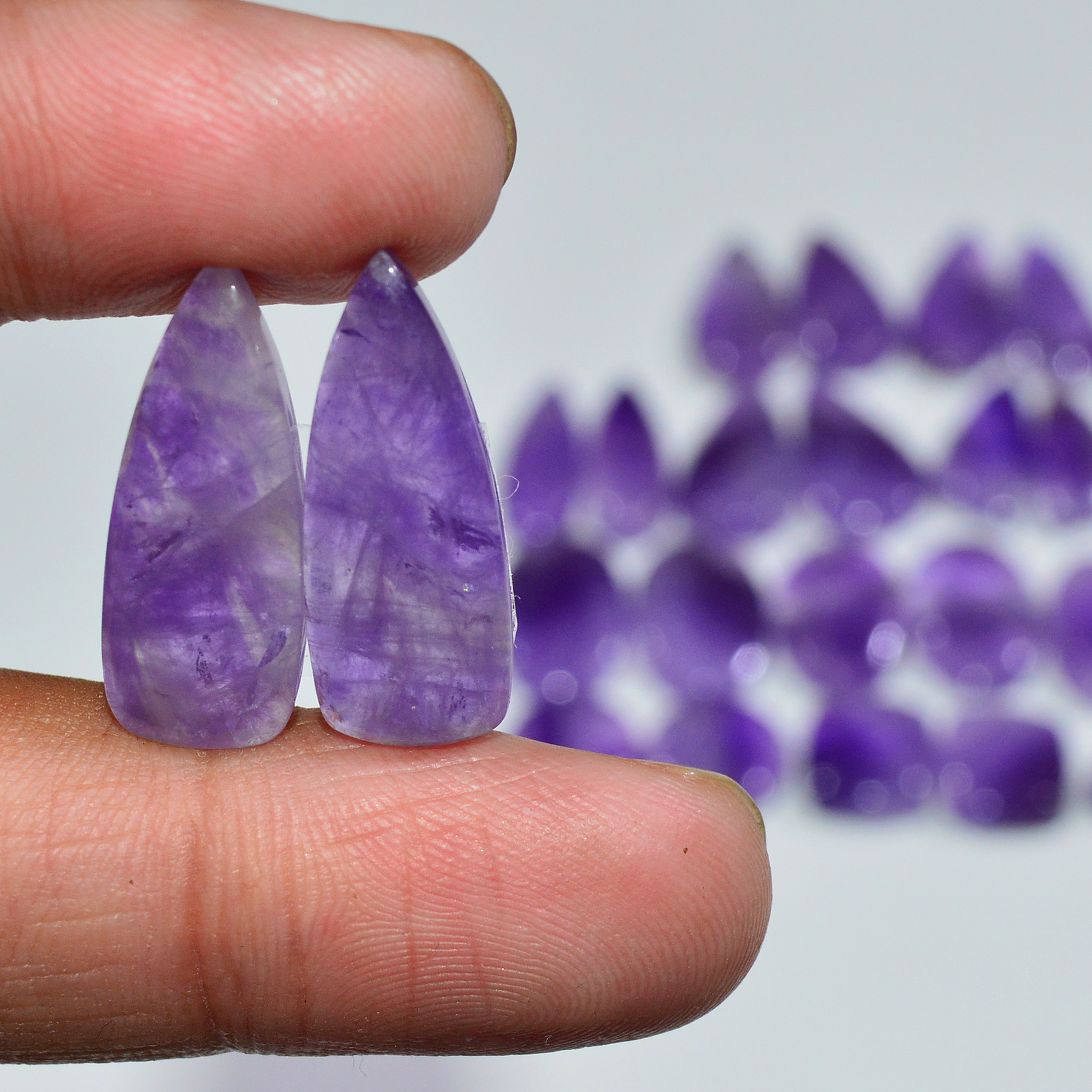 14 Pair 161 Cts Natural Purple Amethyst Cabochon Pair Loose Gemstone Wholesale Lot Jewelry Making 20x5 8x4mm 19518