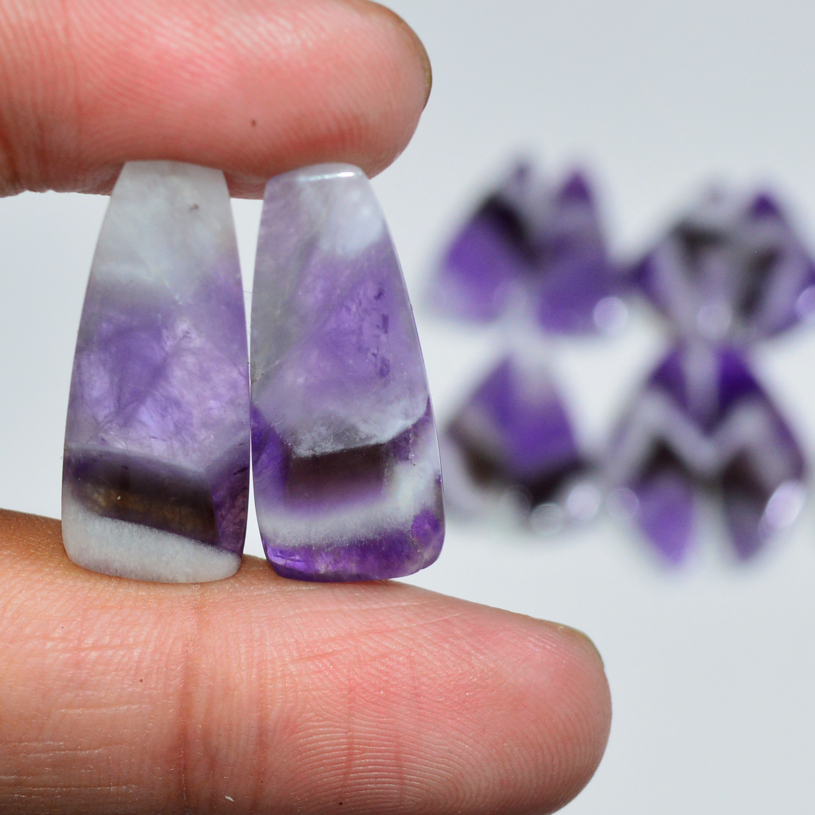 7 Pair 154 Cts Natural Purple Amethyst Cabochon Pair Loose Gemstone Wholesale Lot Jewelry Making 30x10 22x8mm 19519
