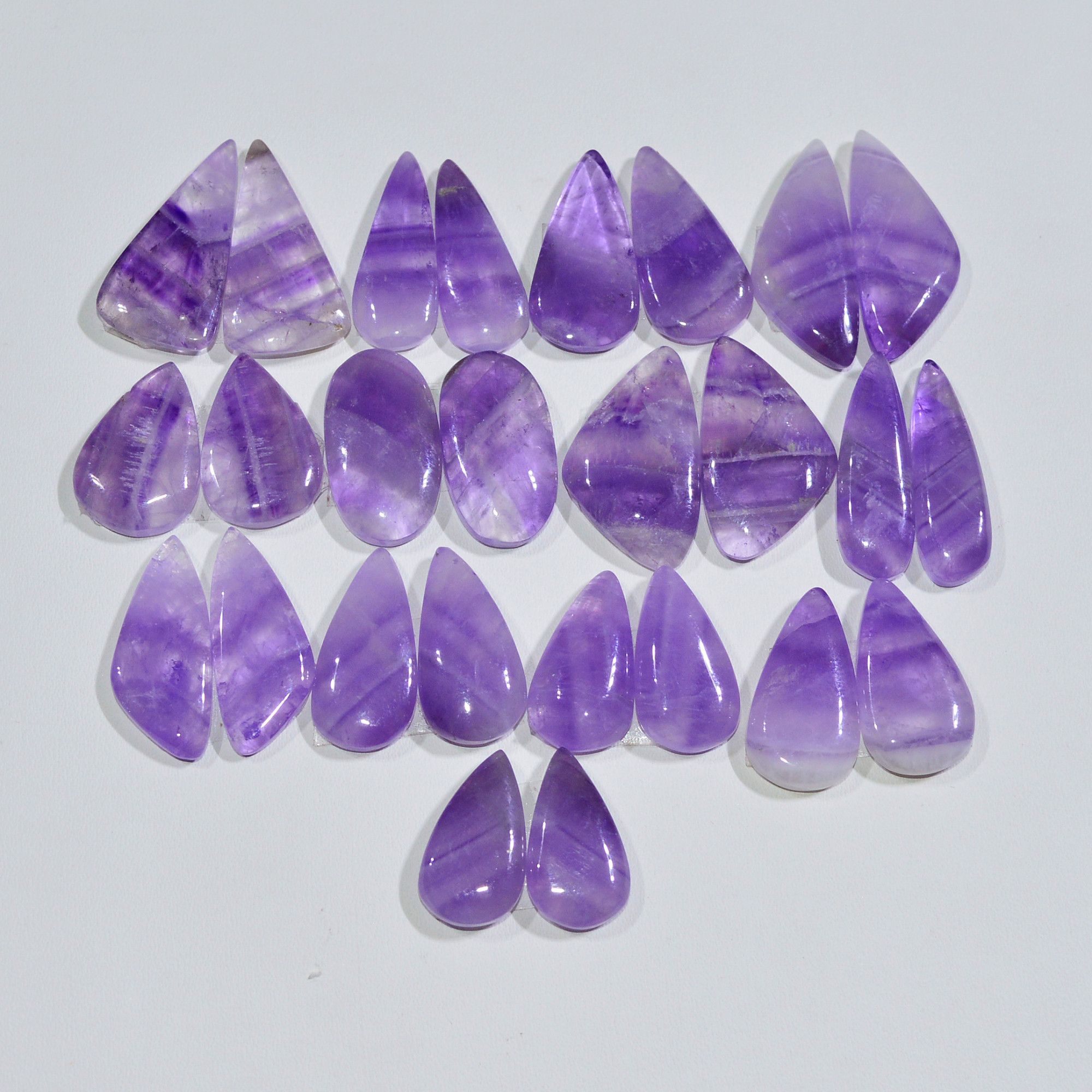 13 Pair 186 Cts Natural Purple Amethyst Cabochon Pair Loose Gemstone Wholesale Lot Jewelry Making 22x9 15x10mm 19520
