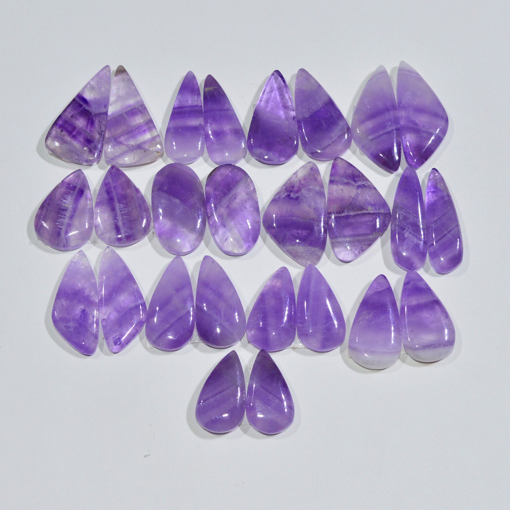 Image of 13 Pair 186 Cts Natural Purple Amethyst Cabochon Pair Loose Gemstone Wholesale Lot Jewelry Making 22x9 15x10mm #19520
