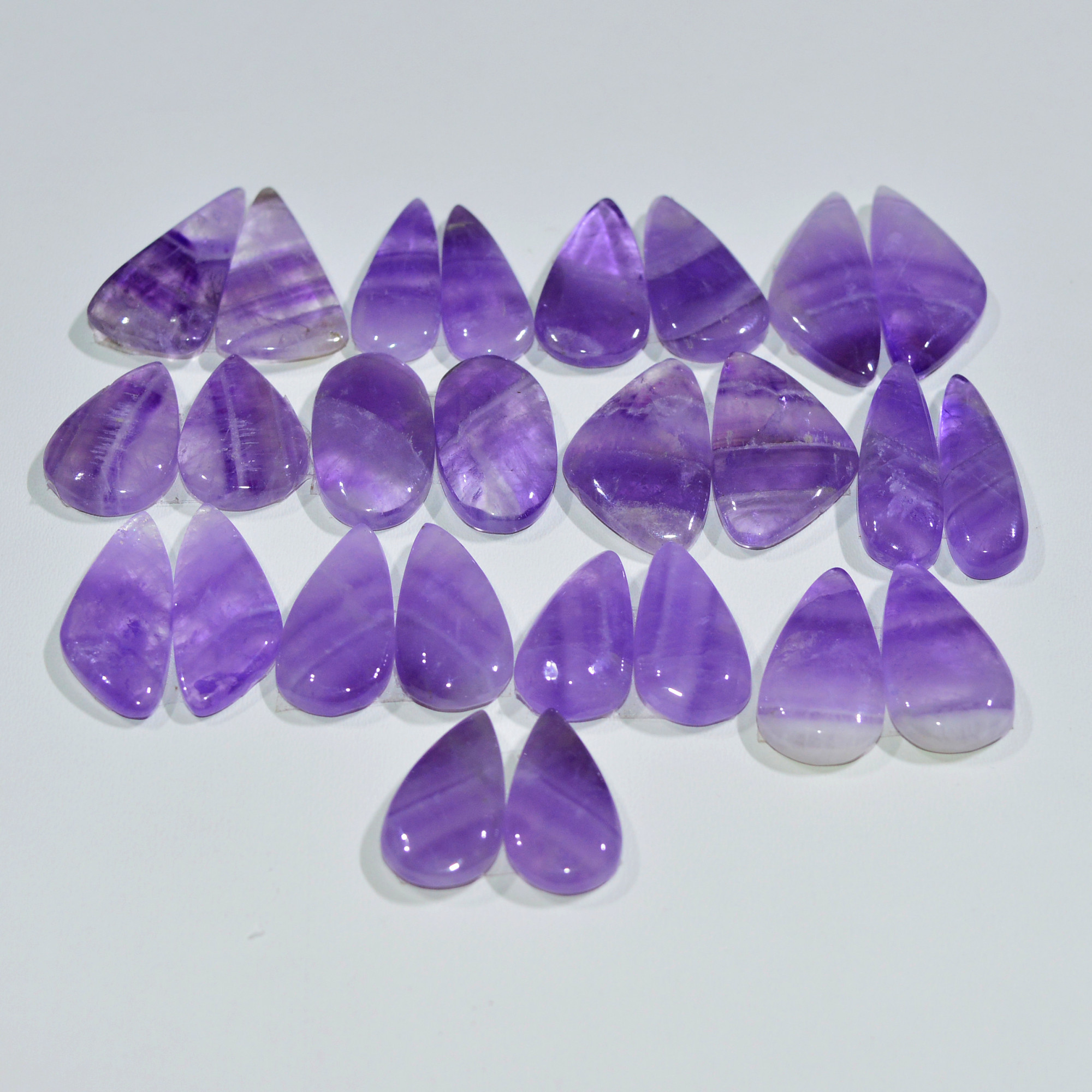 13 Pair 186 Cts Natural Purple Amethyst Cabochon Pair Loose Gemstone Wholesale Lot Jewelry Making 22x9 15x10mm 19520