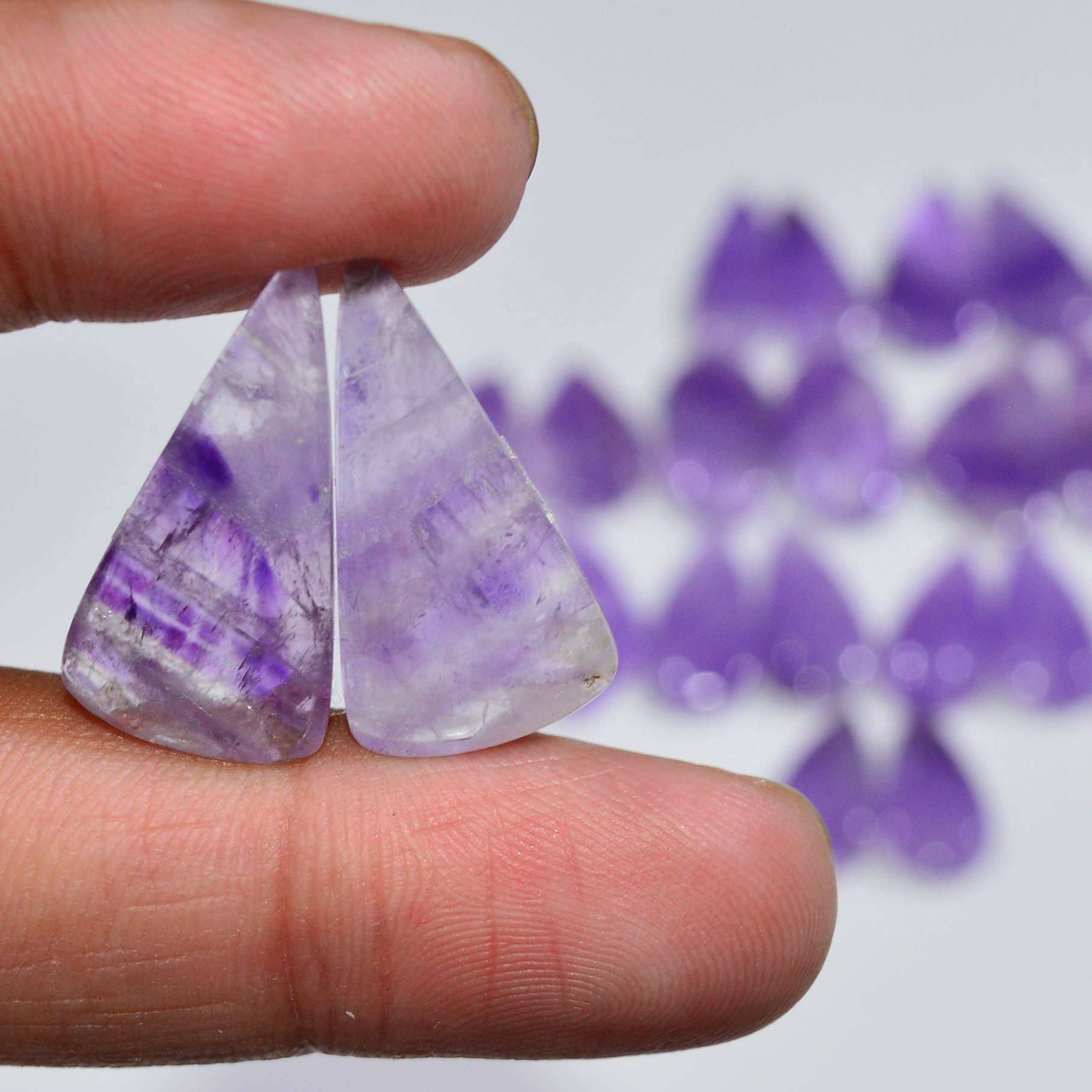 13 Pair 186 Cts Natural Purple Amethyst Cabochon Pair Loose Gemstone Wholesale Lot Jewelry Making 22x9 15x10mm 19520