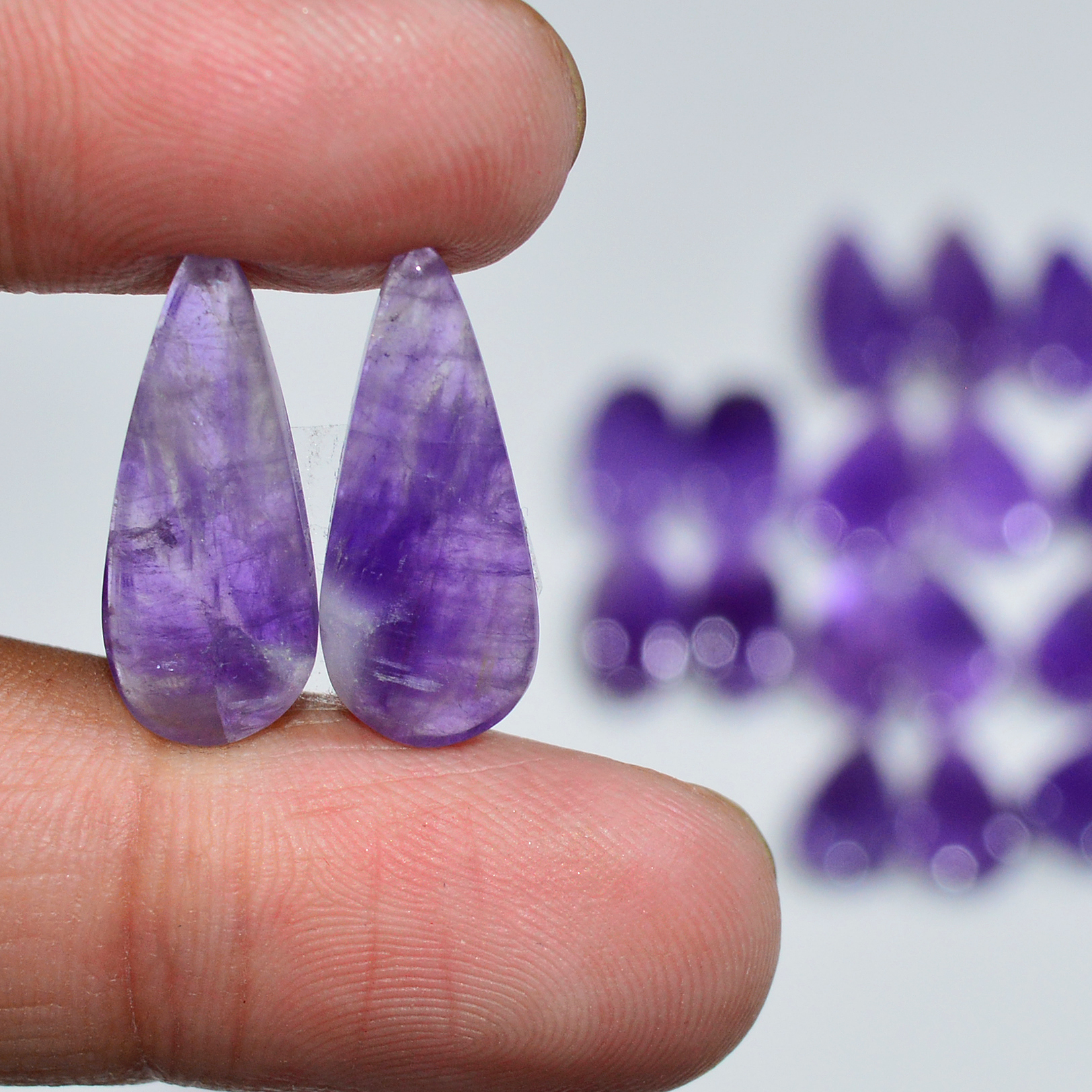 14 Pair 140 Cts Natural Purple Amethyst Cabochon Pair Loose Gemstone Wholesale Lot Jewelry Making 16x5 11x6mm 19521