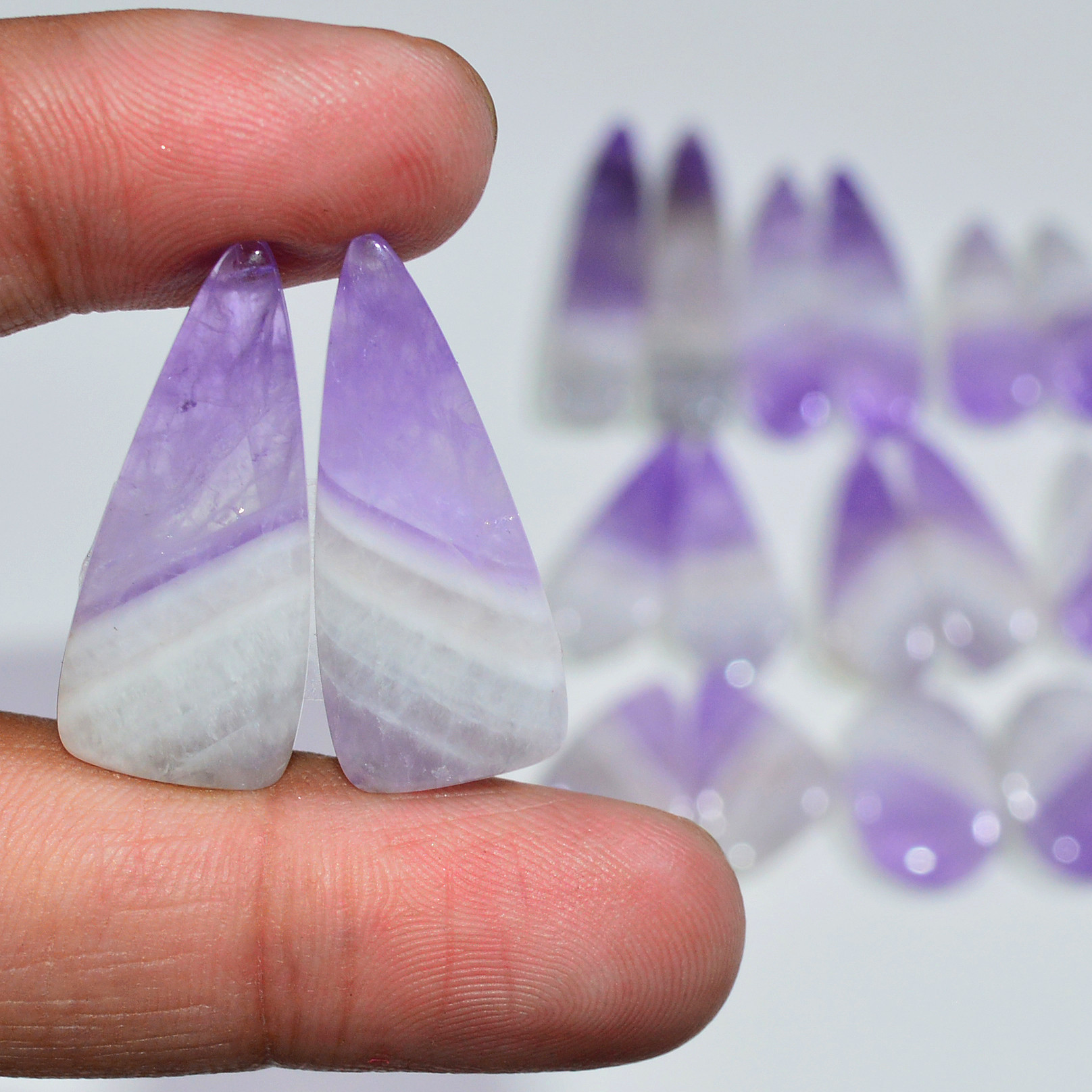 10 Pair 222 Cts Natural Purple Amethyst Cabochon Pair Loose Gemstone Wholesale Lot Jewelry Making 38x6 18x11mm 19522
