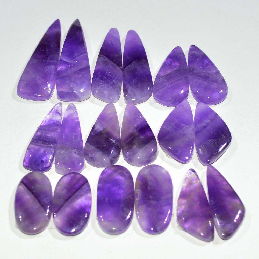 Image of 9 Pair 157 Cts Natural Purple Amethyst Cabochon Pair Loose Gemstone Wholesale Lot Jewelry Making 30x9 17x10mm #19523