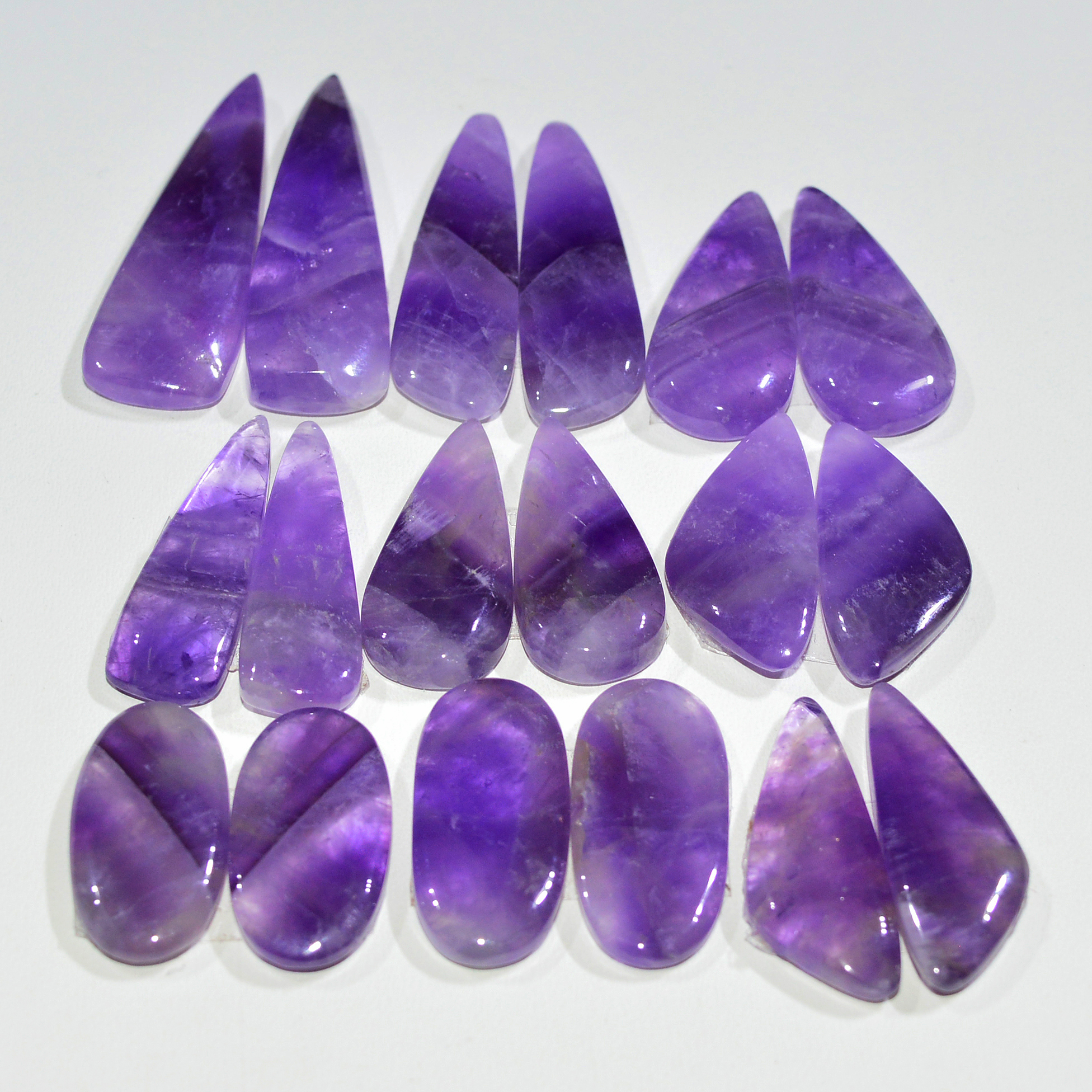 9 Pair 157 Cts Natural Purple Amethyst Cabochon Pair Loose Gemstone Wholesale Lot Jewelry Making 30x9 17x10mm 19523