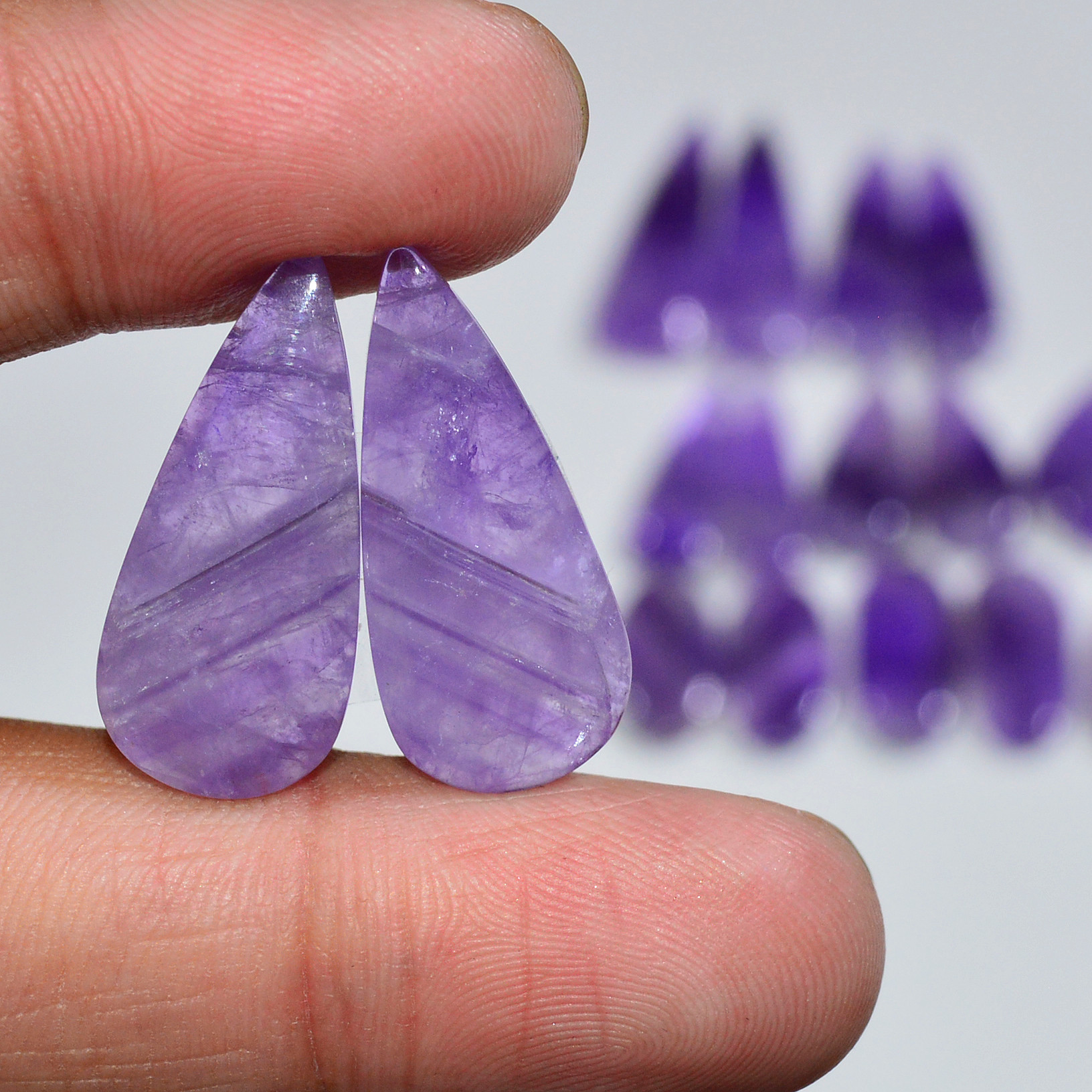9 Pair 157 Cts Natural Purple Amethyst Cabochon Pair Loose Gemstone Wholesale Lot Jewelry Making 30x9 17x10mm 19523