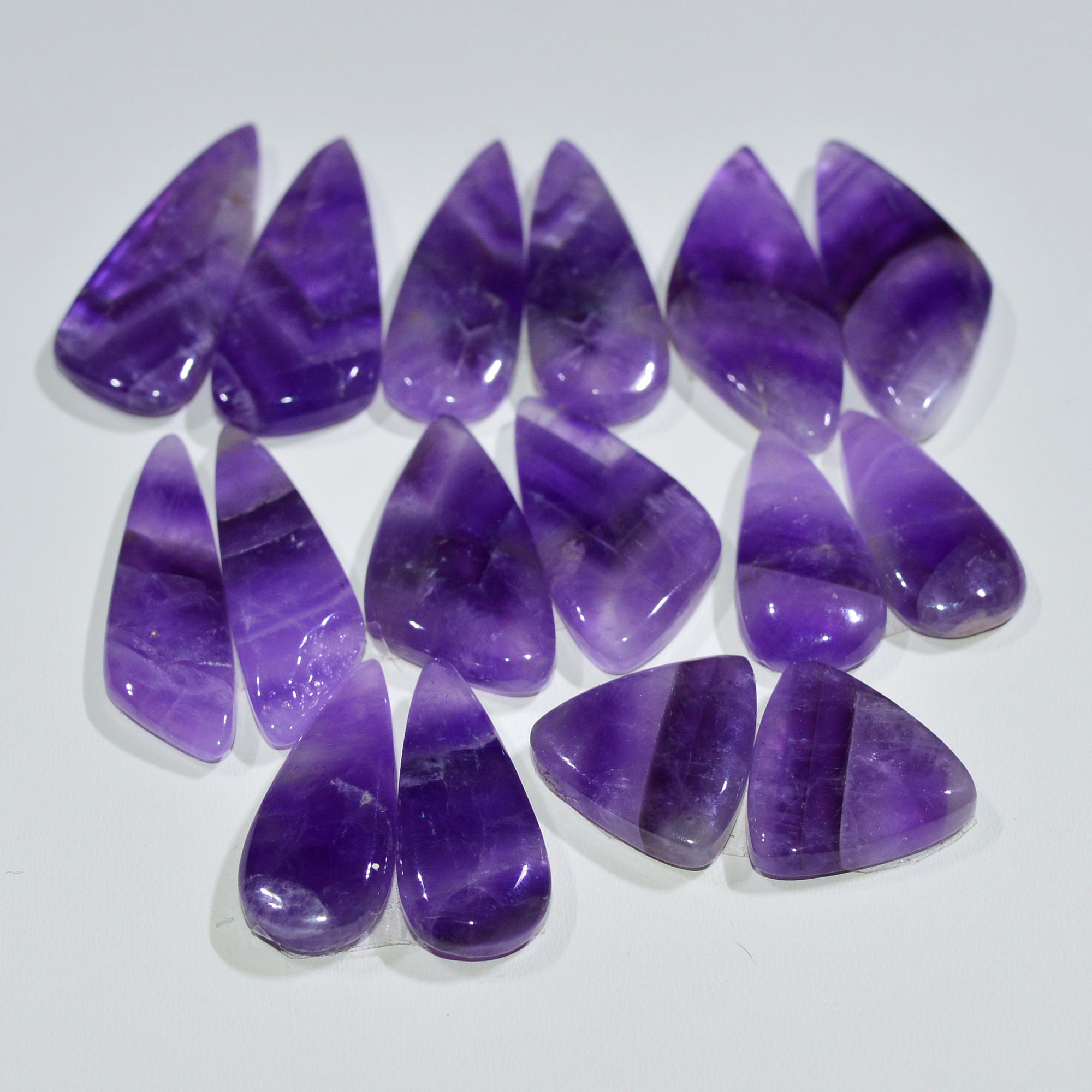 8 Pair 204 Cts Natural Purple Amethyst Cabochon Pair Loose Gemstone Wholesale Lot Jewelry Making 32x10 12x15mm 19524