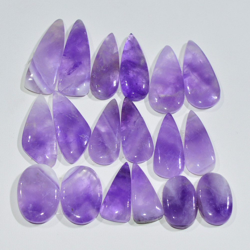 Image of 9 Pair 148 Cts Natural Purple Amethyst Cabochon Pair Loose Gemstone Wholesale Lot Jewelry Making 25x8 14x9mm #19525