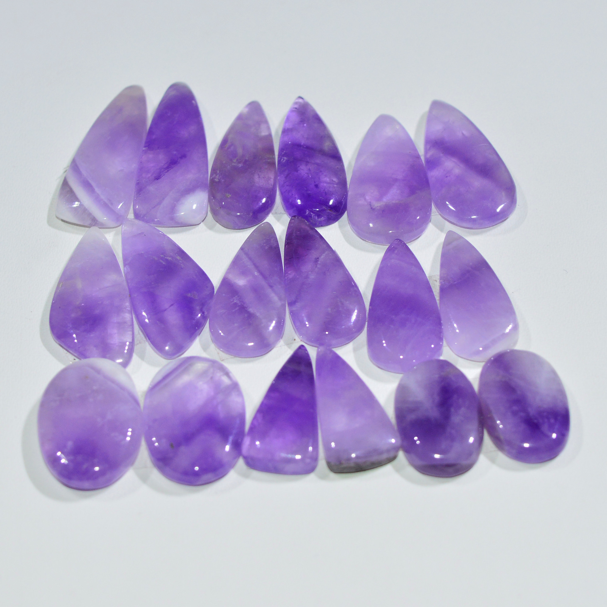 9 Pair 148 Cts Natural Purple Amethyst Cabochon Pair Loose Gemstone Wholesale Lot Jewelry Making 25x8 14x9mm 19525