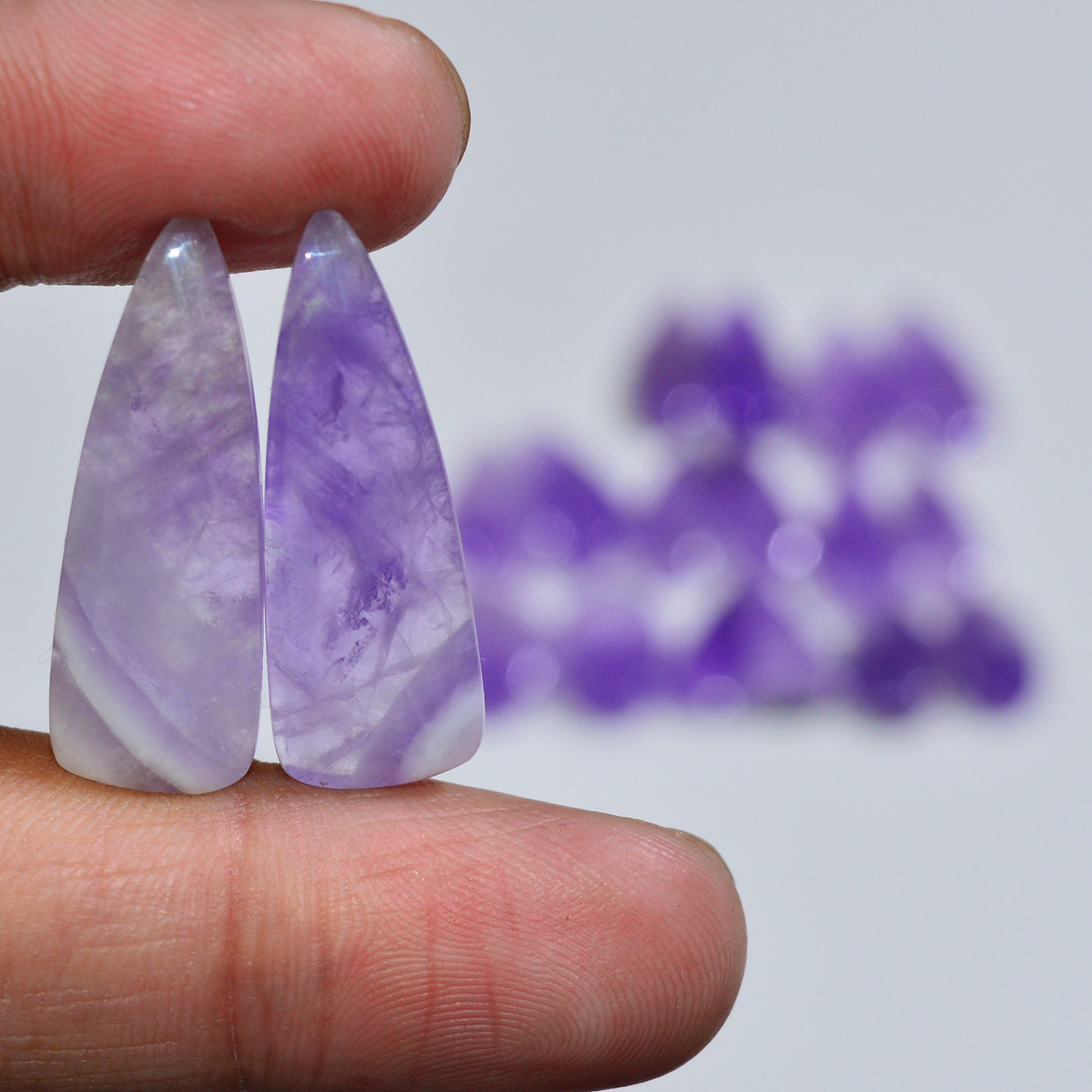 9 Pair 148 Cts Natural Purple Amethyst Cabochon Pair Loose Gemstone Wholesale Lot Jewelry Making 25x8 14x9mm 19525