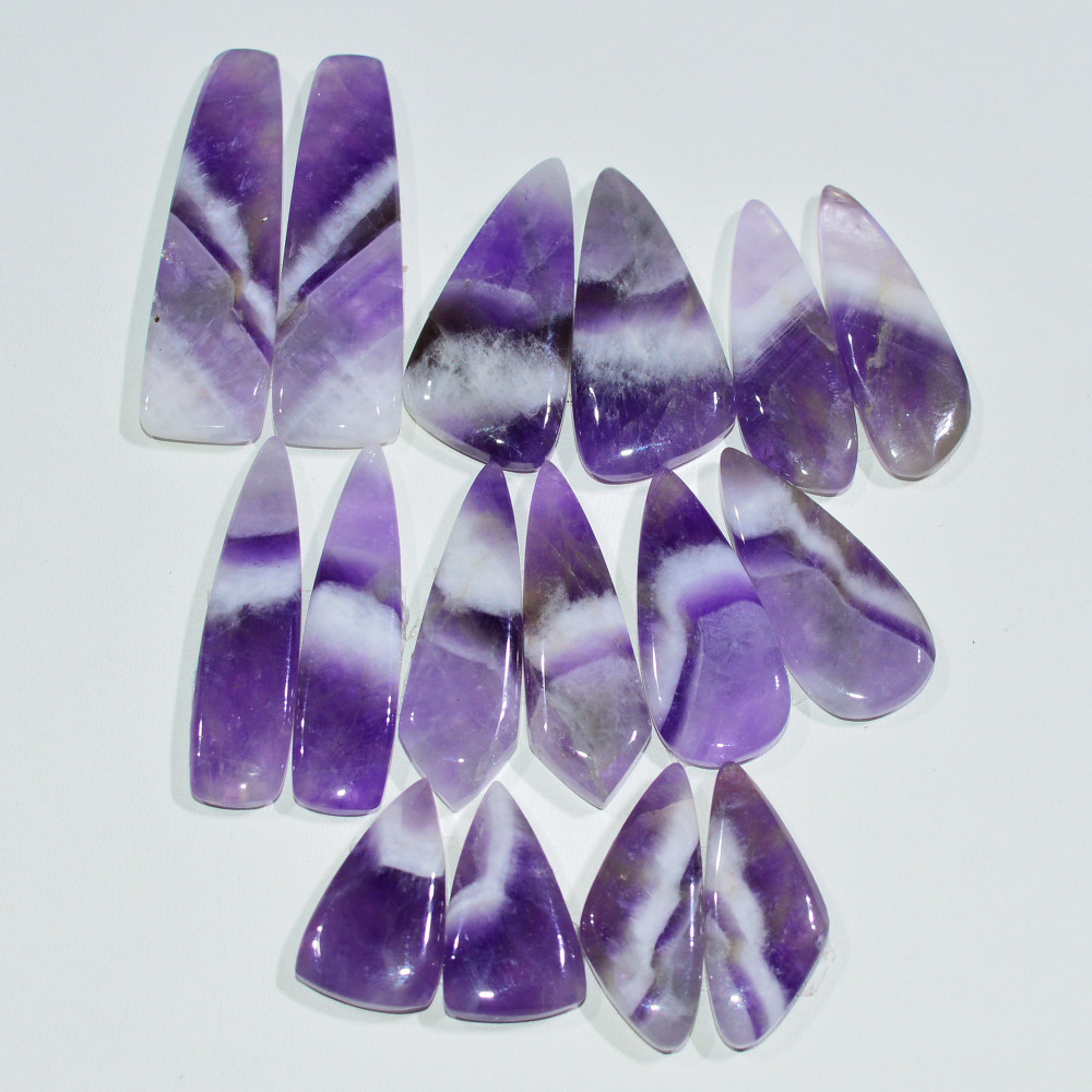 Image of 8 Pair 160 Cts Natural Purple Amethyst Cabochon Pair Loose Gemstone Wholesale Lot Jewelry Making 34x9 16x9mm #19526
