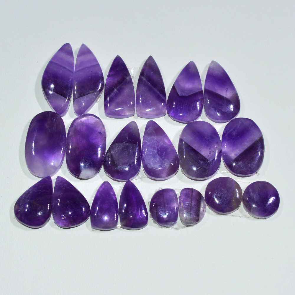 Image of 10 Pair 110 Cts Natural Purple Amethyst Cabochon Pair Loose Gemstone Wholesale Lot Jewelry Making 15x8 8x8mm #19527