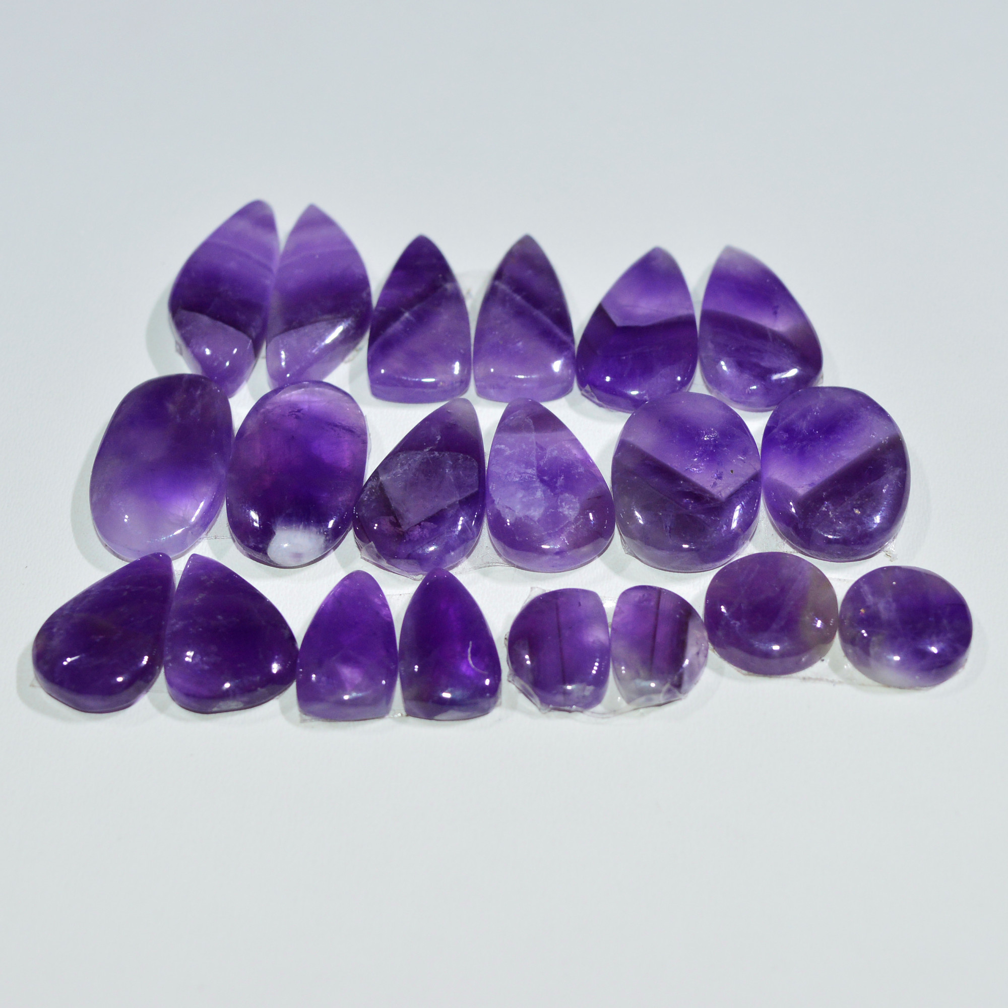 10 Pair 110 Cts Natural Purple Amethyst Cabochon Pair Loose Gemstone Wholesale Lot Jewelry Making 15x8 8x8mm 19527