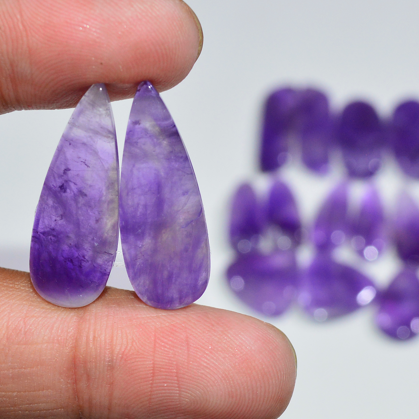 9 Pair 167 Cts Natural Purple Amethyst Cabochon Pair Loose Gemstone Wholesale Lot Jewelry Making 25x5 14x14mm 19528