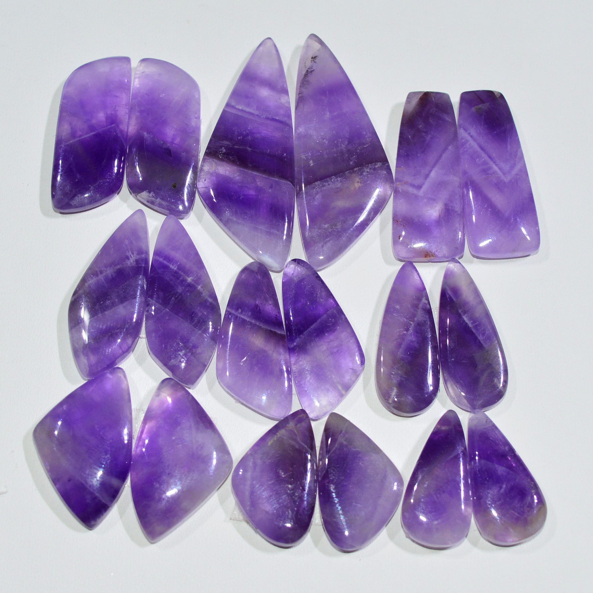9 Pair 200 Cts Natural Purple Amethyst Cabochon Pair Loose Gemstone Wholesale Lot Jewelry Making 37x12 17x10mm 19529
