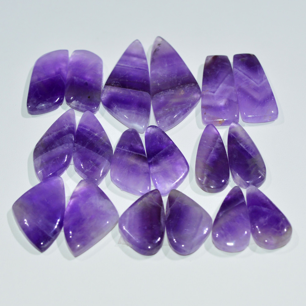 Image of 9 Pair 200 Cts Natural Purple Amethyst Cabochon Pair Loose Gemstone Wholesale Lot Jewelry Making 37x12 17x10mm #19529