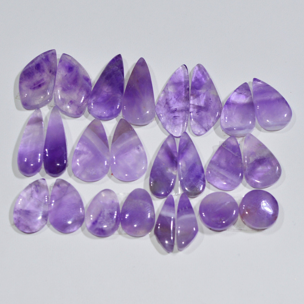 Image of 12 Pair 108 Cts Natural Purple Amethyst Cabochon Pair Loose Gemstone Wholesale Lot Jewelry Making 15x9 9x9mm #19530