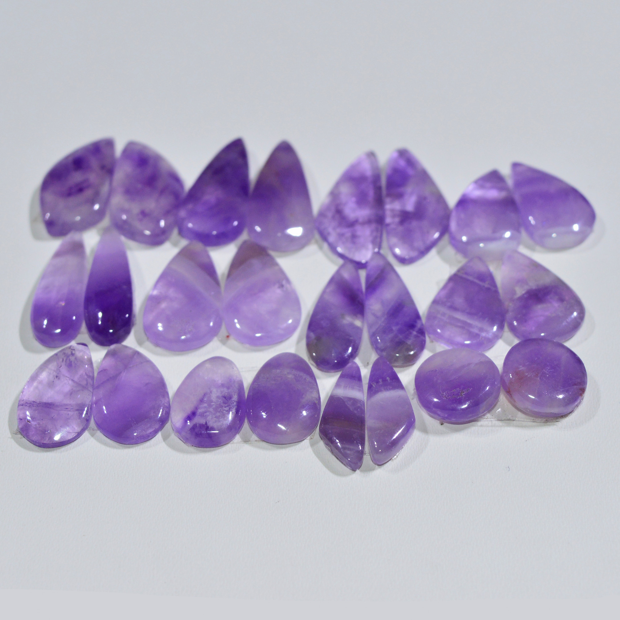 12 Pair 108 Cts Natural Purple Amethyst Cabochon Pair Loose Gemstone Wholesale Lot Jewelry Making 15x9 9x9mm 19530