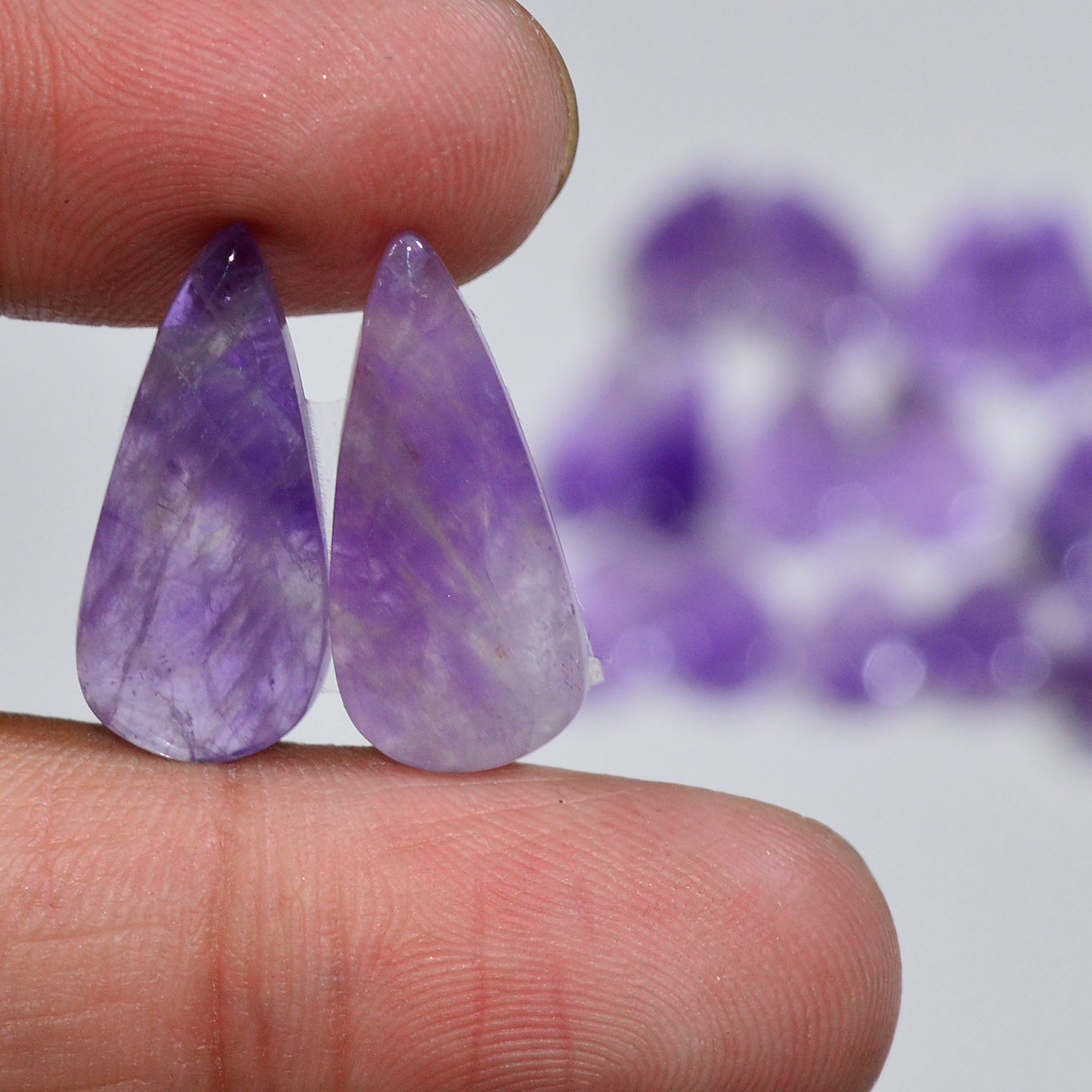 12 Pair 108 Cts Natural Purple Amethyst Cabochon Pair Loose Gemstone Wholesale Lot Jewelry Making 15x9 9x9mm 19530
