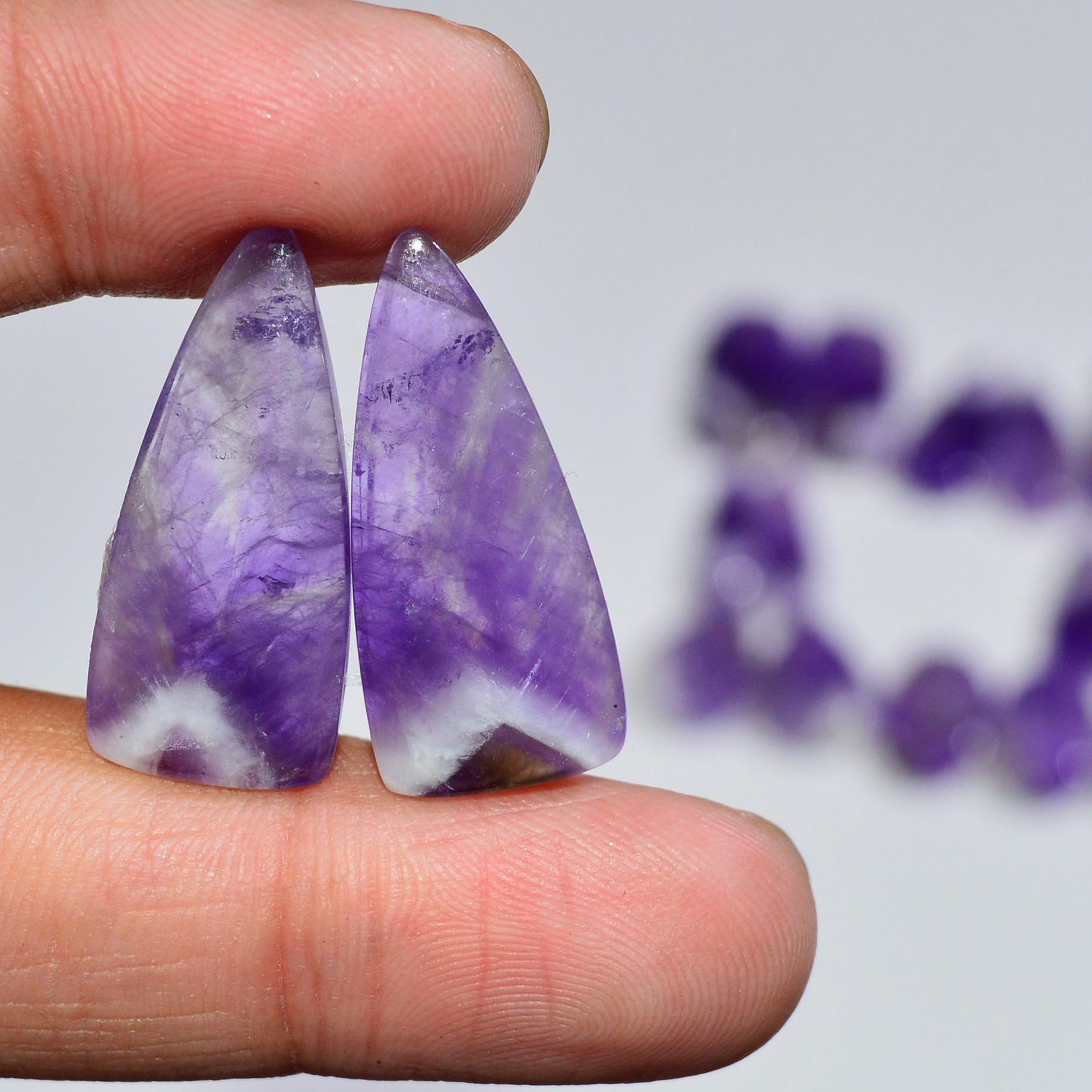9 Pair 194 Cts Natural Purple Amethyst Cabochon Pair Loose Gemstone Wholesale Lot Jewelry Making 25x10 18x12mm 19531