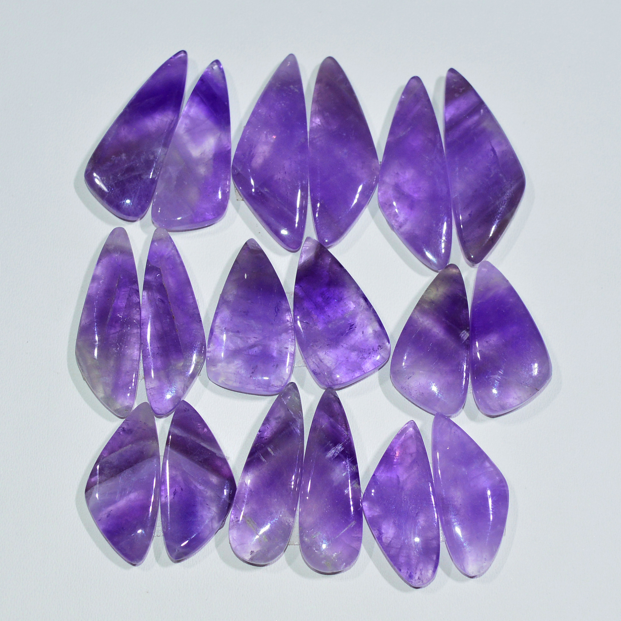 9 Pair 167 Cts Natural Purple Amethyst Cabochon Pair Loose Gemstone Wholesale Lot Jewelry Making 30x9 20x8mm 19532