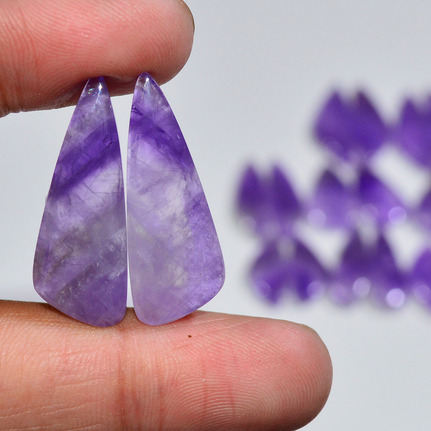 9 Pair 167 Cts Natural Purple Amethyst Cabochon Pair Loose Gemstone Wholesale Lot Jewelry Making 30x9 20x8mm 19532