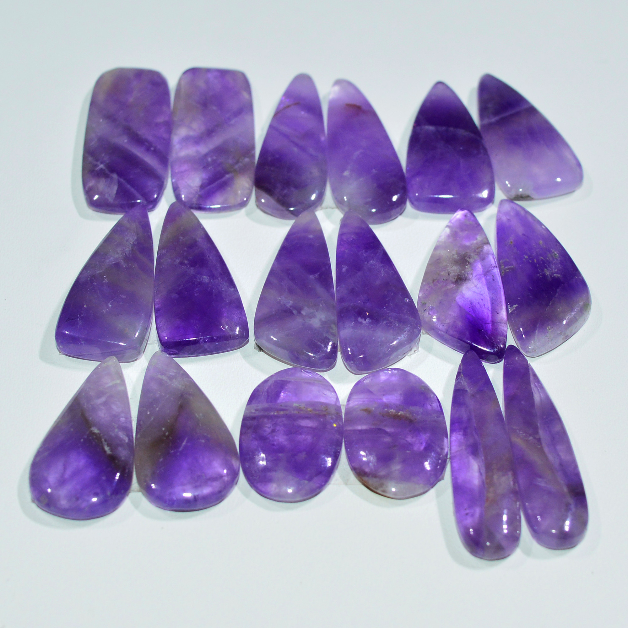 9 Pair 170 Cts Natural Purple Amethyst Cabochon Pair Loose Gemstone Wholesale Lot Jewelry Making 25x9 15x10mm 19533