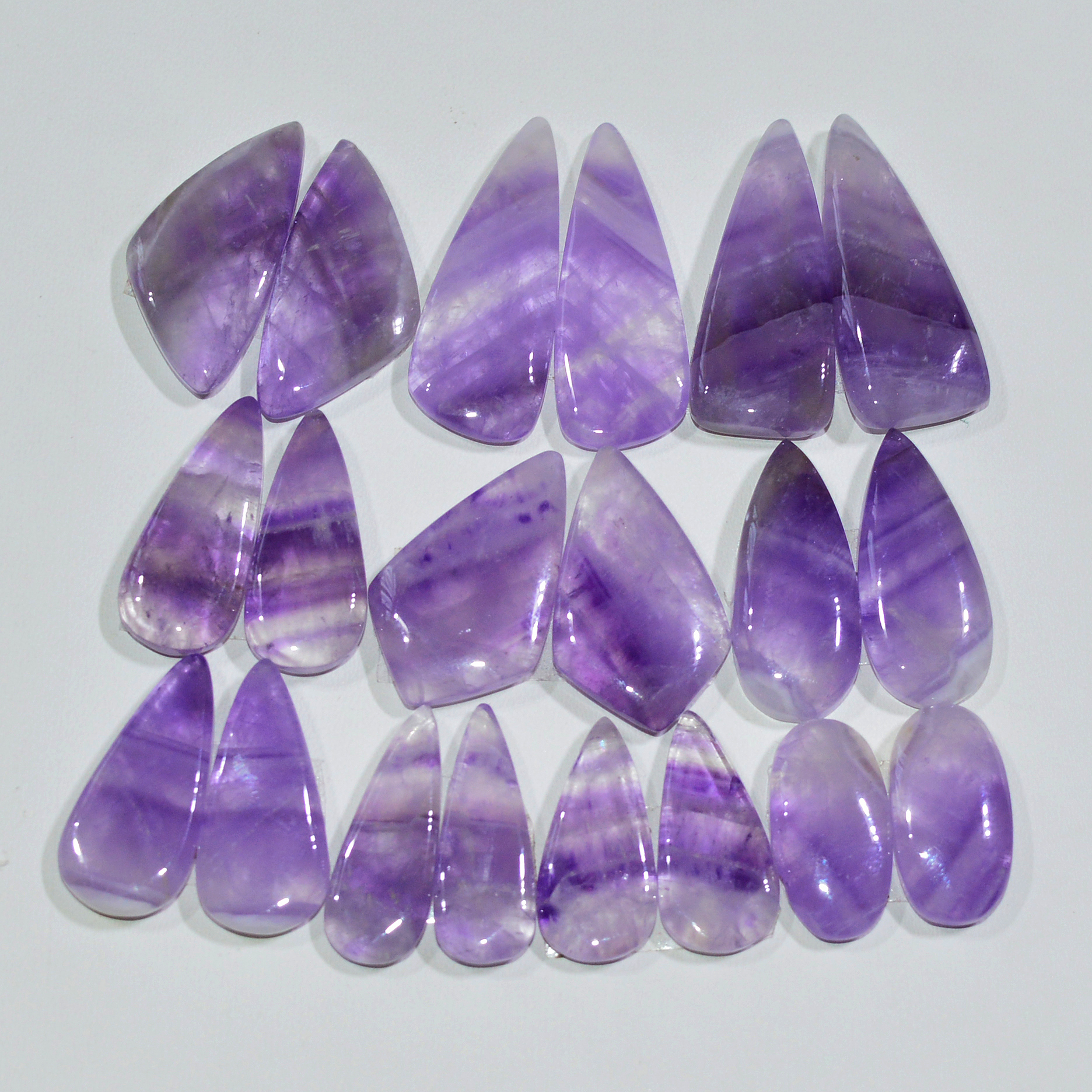 10 Pair 160 Cts Natural Purple Amethyst Cabochon Pair Loose Gemstone Wholesale Lot Jewelry Making 27x8 15x6mm 19534