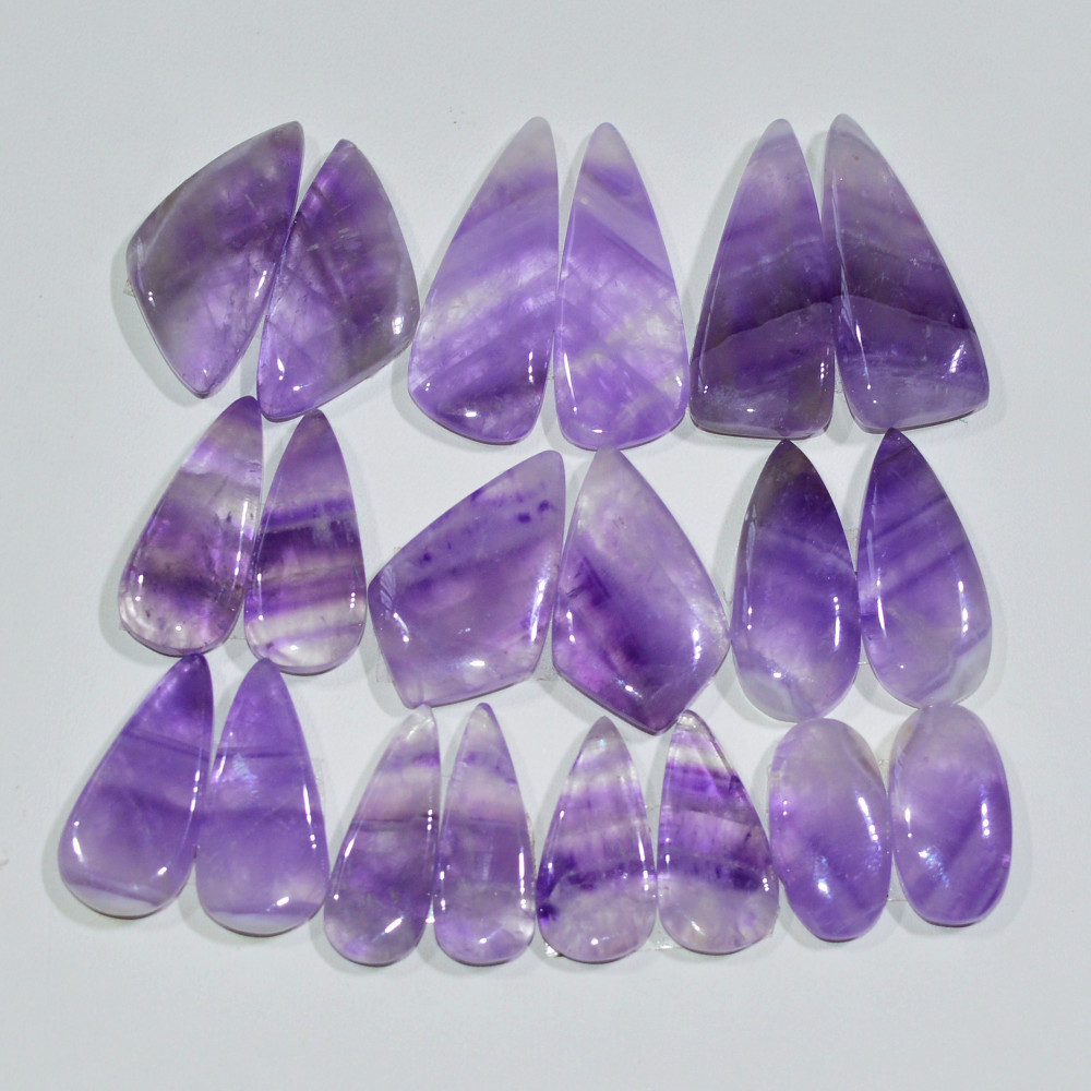 Image of 10 Pair 160 Cts Natural Purple Amethyst Cabochon Pair Loose Gemstone Wholesale Lot Jewelry Making 27x8 15x6mm #19534