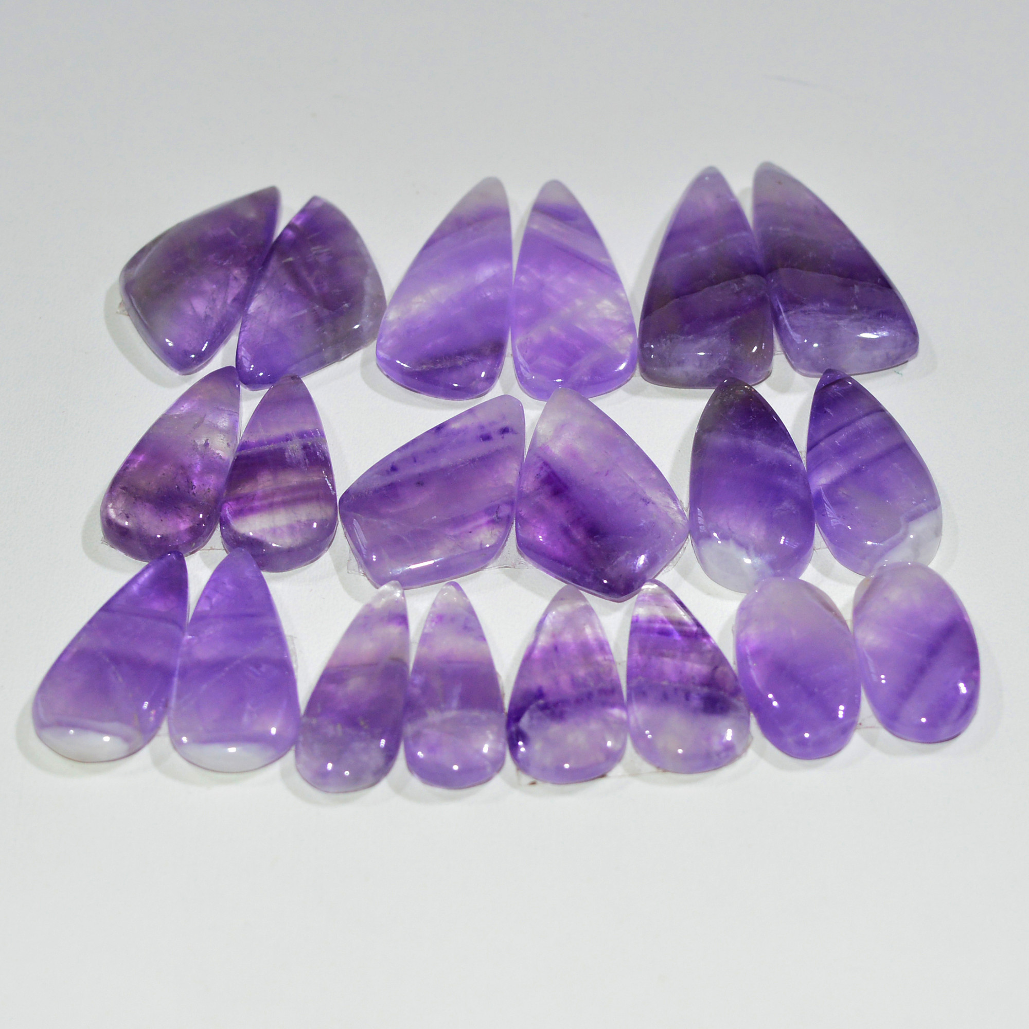 10 Pair 160 Cts Natural Purple Amethyst Cabochon Pair Loose Gemstone Wholesale Lot Jewelry Making 27x8 15x6mm 19534