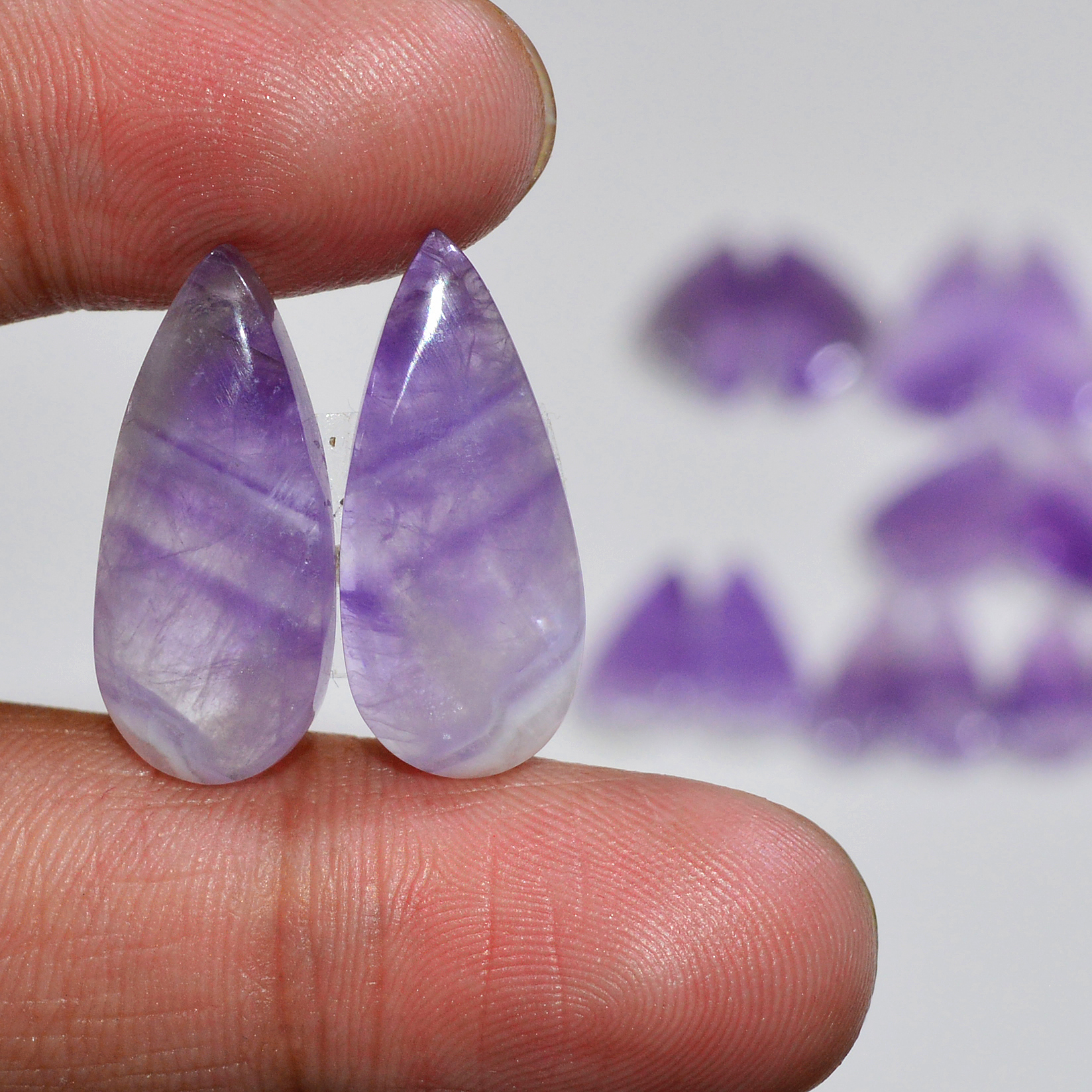 10 Pair 160 Cts Natural Purple Amethyst Cabochon Pair Loose Gemstone Wholesale Lot Jewelry Making 27x8 15x6mm 19534