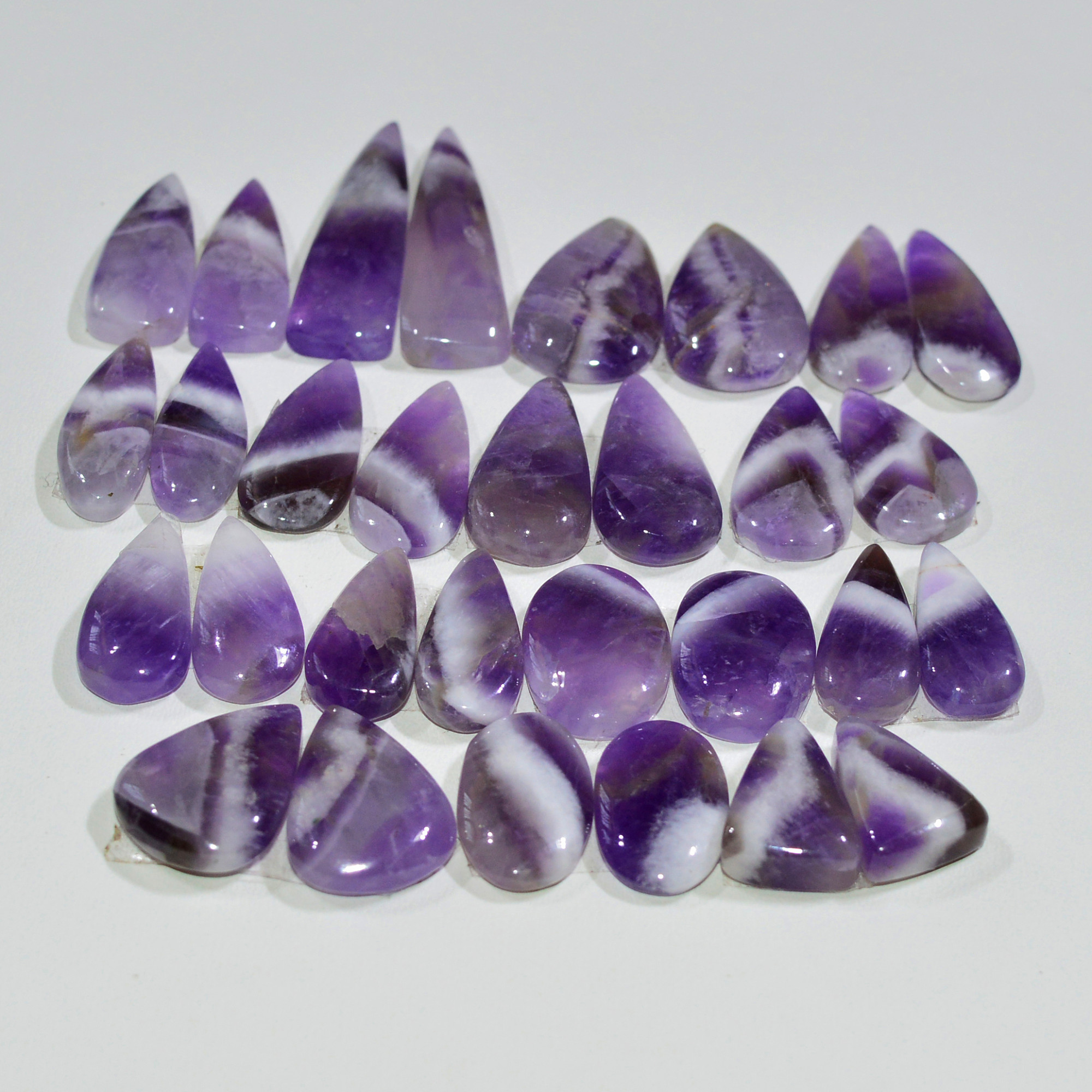 15 Pair 155 Cts Natural Purple Amethyst Cabochon Pair Loose Gemstone Wholesale Lot Jewelry Making 25x6 13x5mm 19535