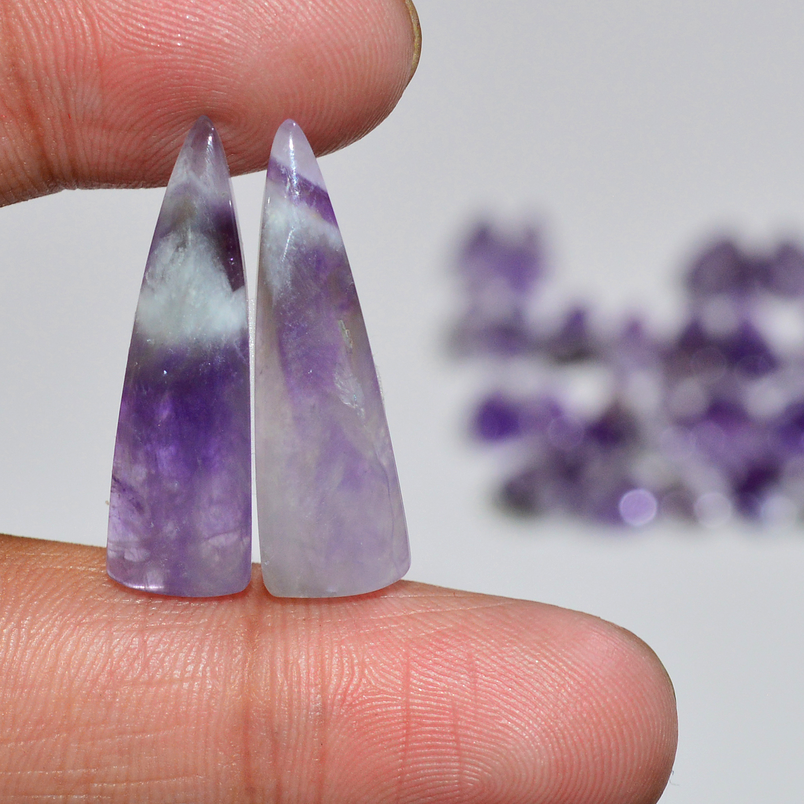 15 Pair 155 Cts Natural Purple Amethyst Cabochon Pair Loose Gemstone Wholesale Lot Jewelry Making 25x6 13x5mm 19535